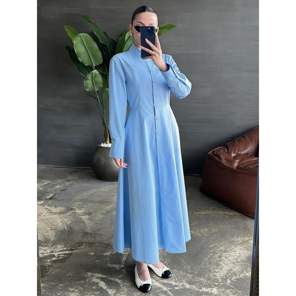 Take Two Solid Long Sleeve Button Shirt Midi Dress-women-clothing-dresses-image-2