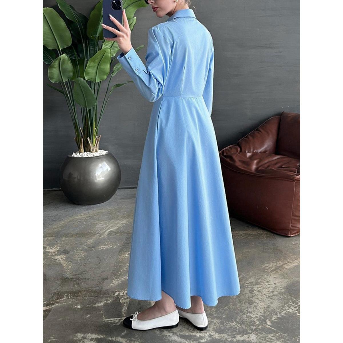 فستان ميدي سادة بأكمام طويلة-women-clothing-dresses-image-4