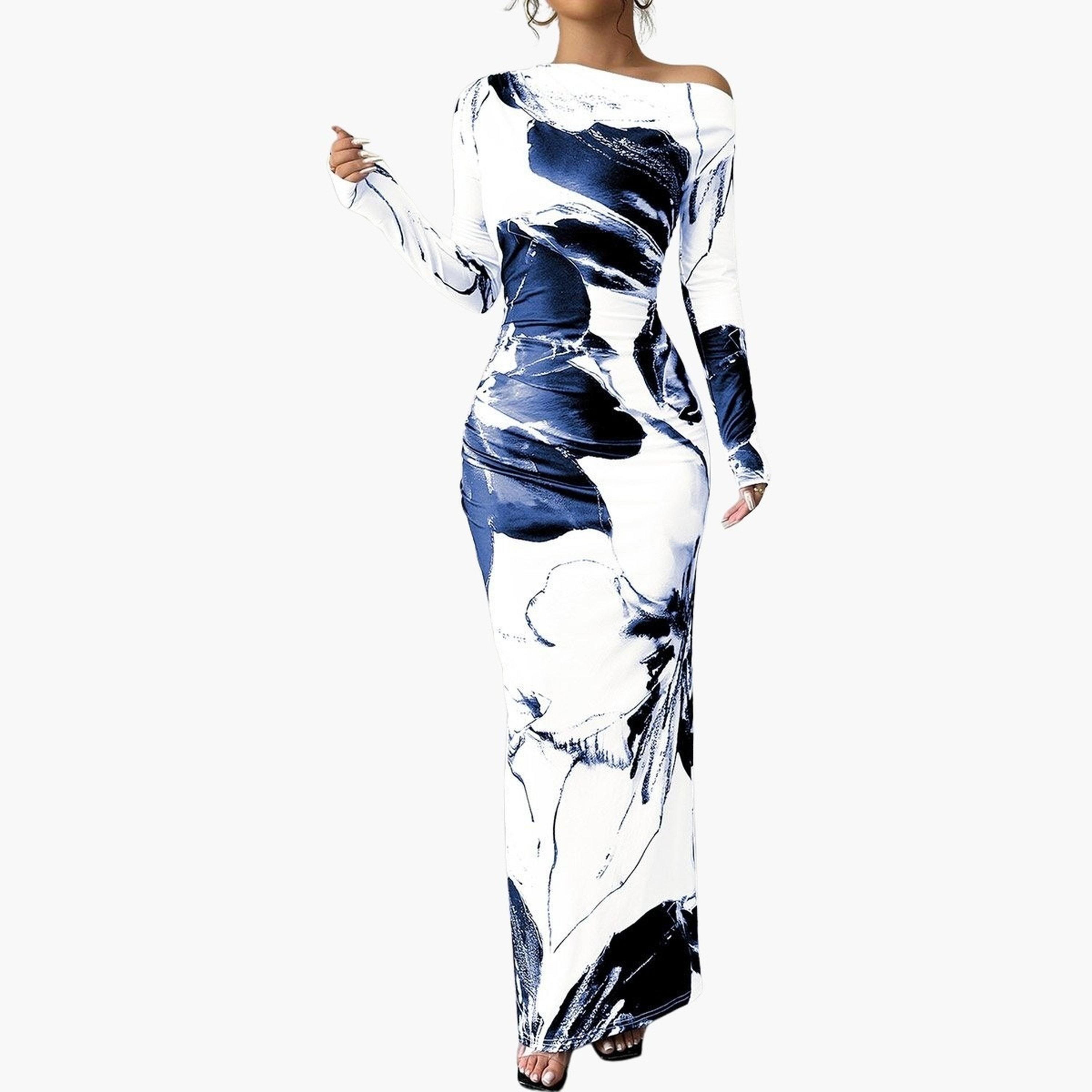 Take Two Floral Print One Shoulder Bodycon Maxi Dress-women-clothing-dresses-image-5