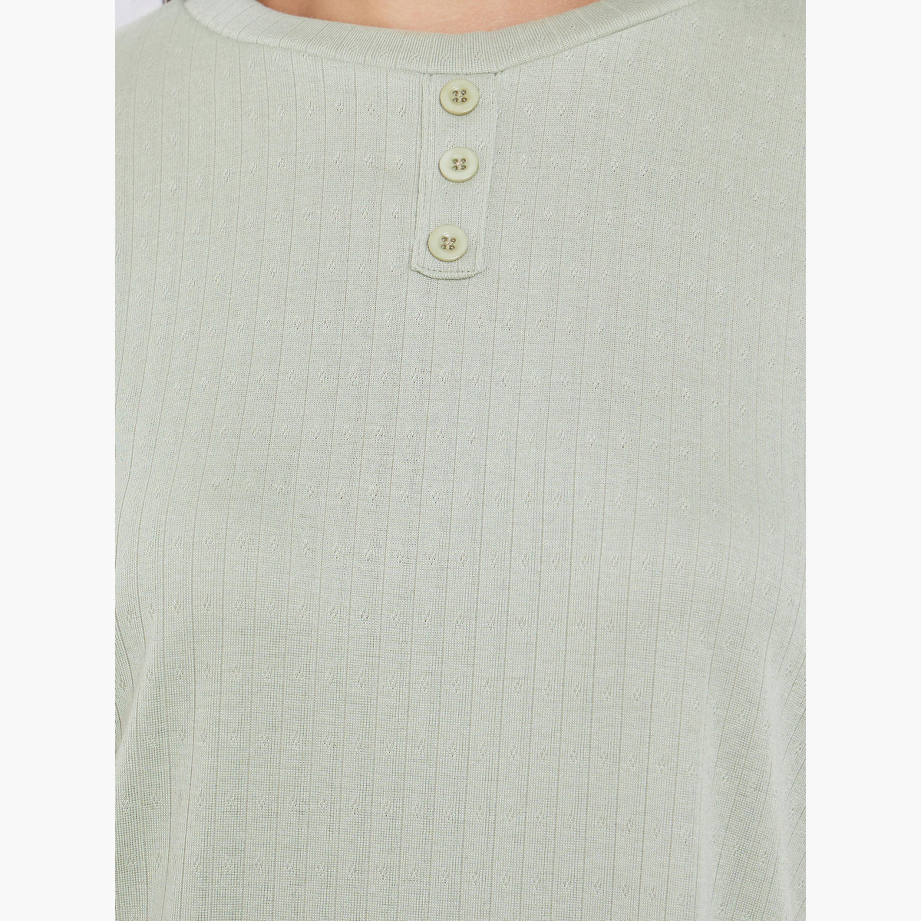ستايلي - بيجاما بنطال واسع الساق مع تي شيرت بياقة دائرية وسحّاب بوينتل-women-clothing-nightwear-pyjamas-longsets-image-5