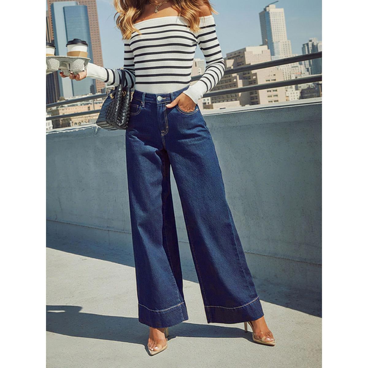 بنطال جينز بقصة أرجل واسعة-women-clothing-bottoms-jeans-image-2