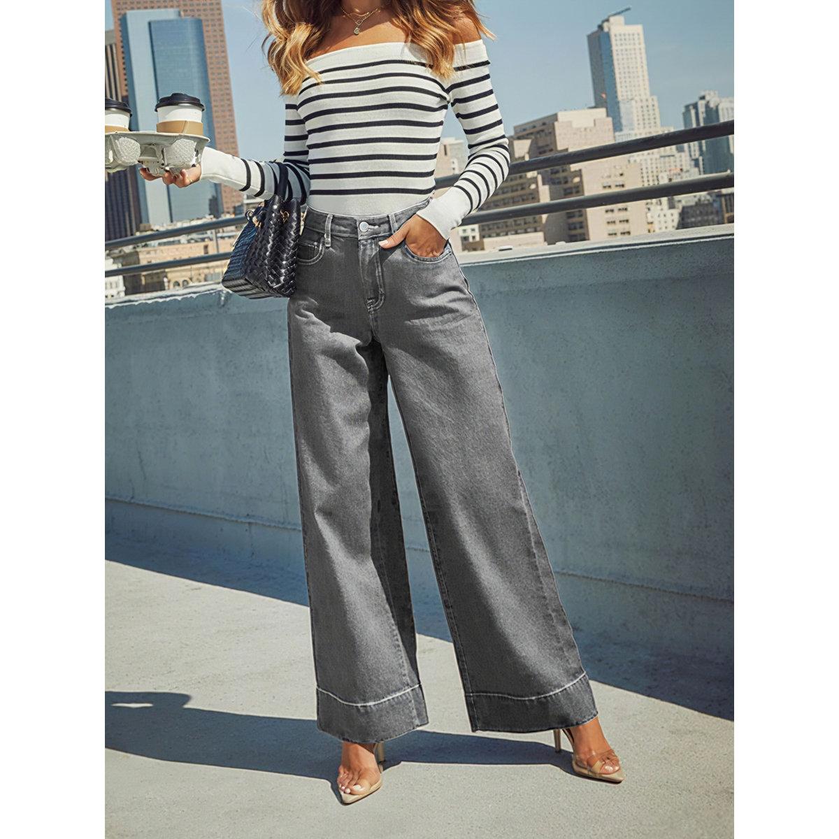 بنطال جينز بقصة أرجل واسعة-women-clothing-bottoms-jeans-image-1