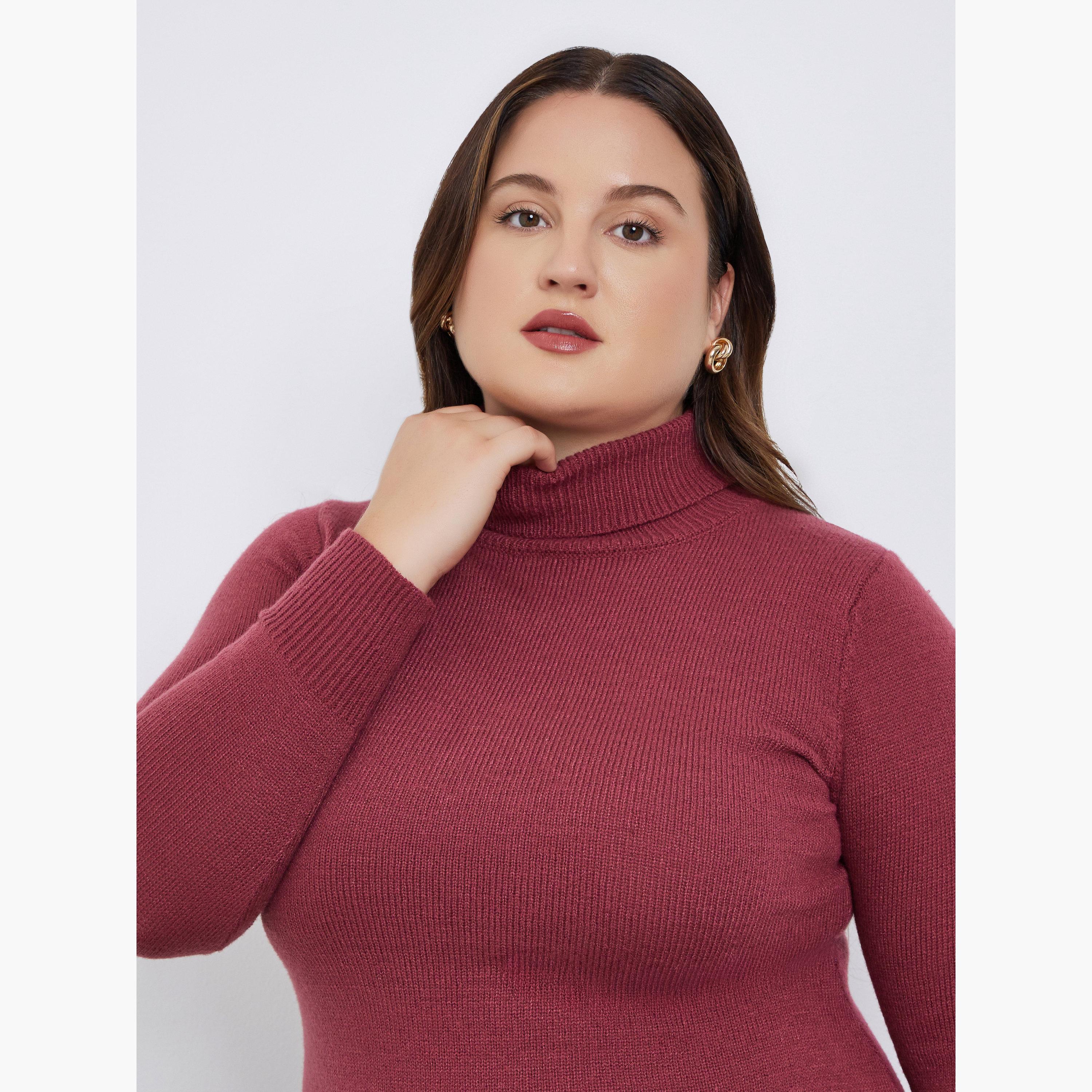 Styli Women Plus Size Turtle Neck Knit Sweater Maxi Dress-women-clothing-dresses-image-3