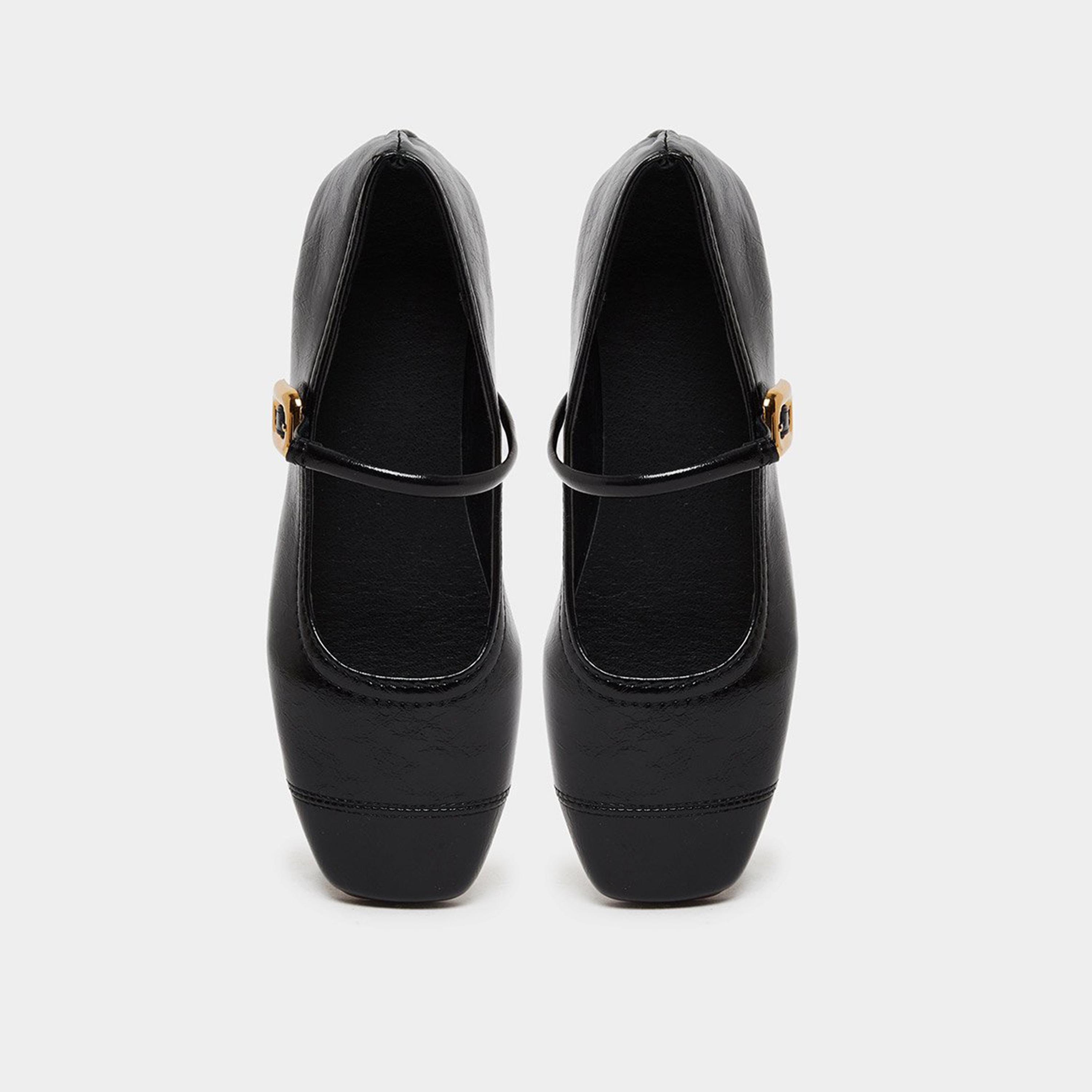 تيك تو - حذاء ماري جين أسود بحزام مشبك-women-shoes-ballerinas-image-5
