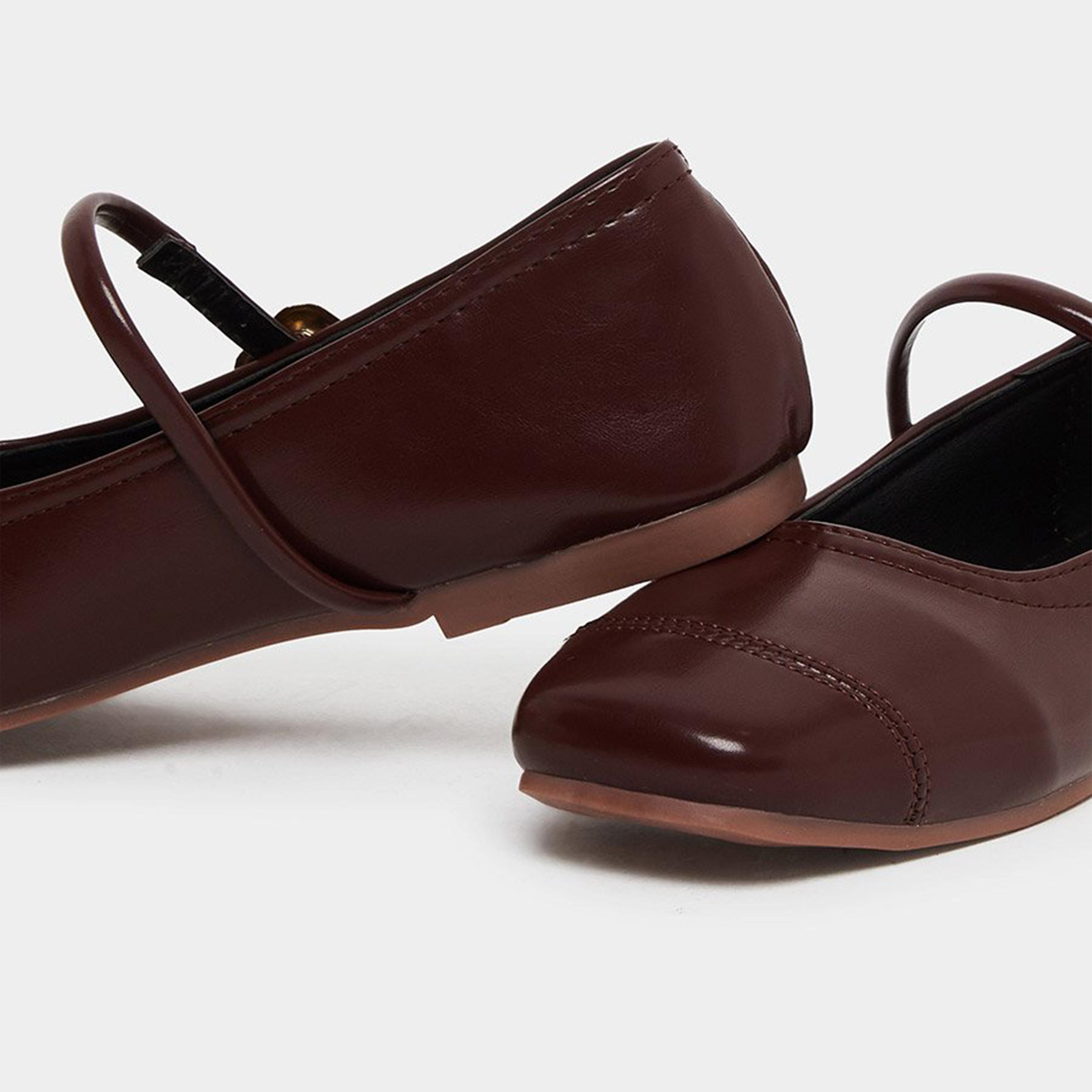 تيك تو - حذاء ماري جين بحزام معدني بلون عنابي-women-shoes-ballerinas-image-4