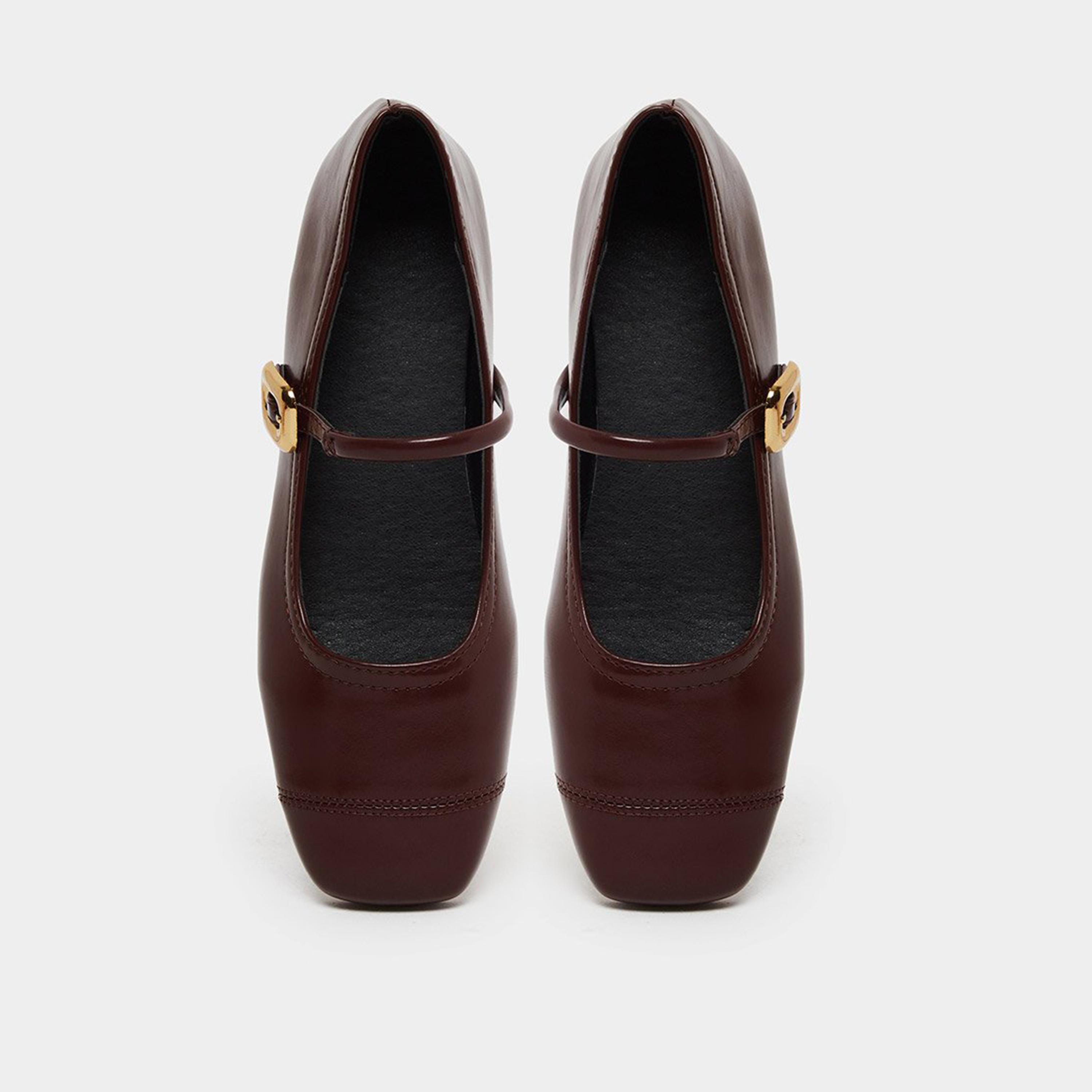 تيك تو - حذاء ماري جين بحزام معدني بلون عنابي-women-shoes-ballerinas-image-6