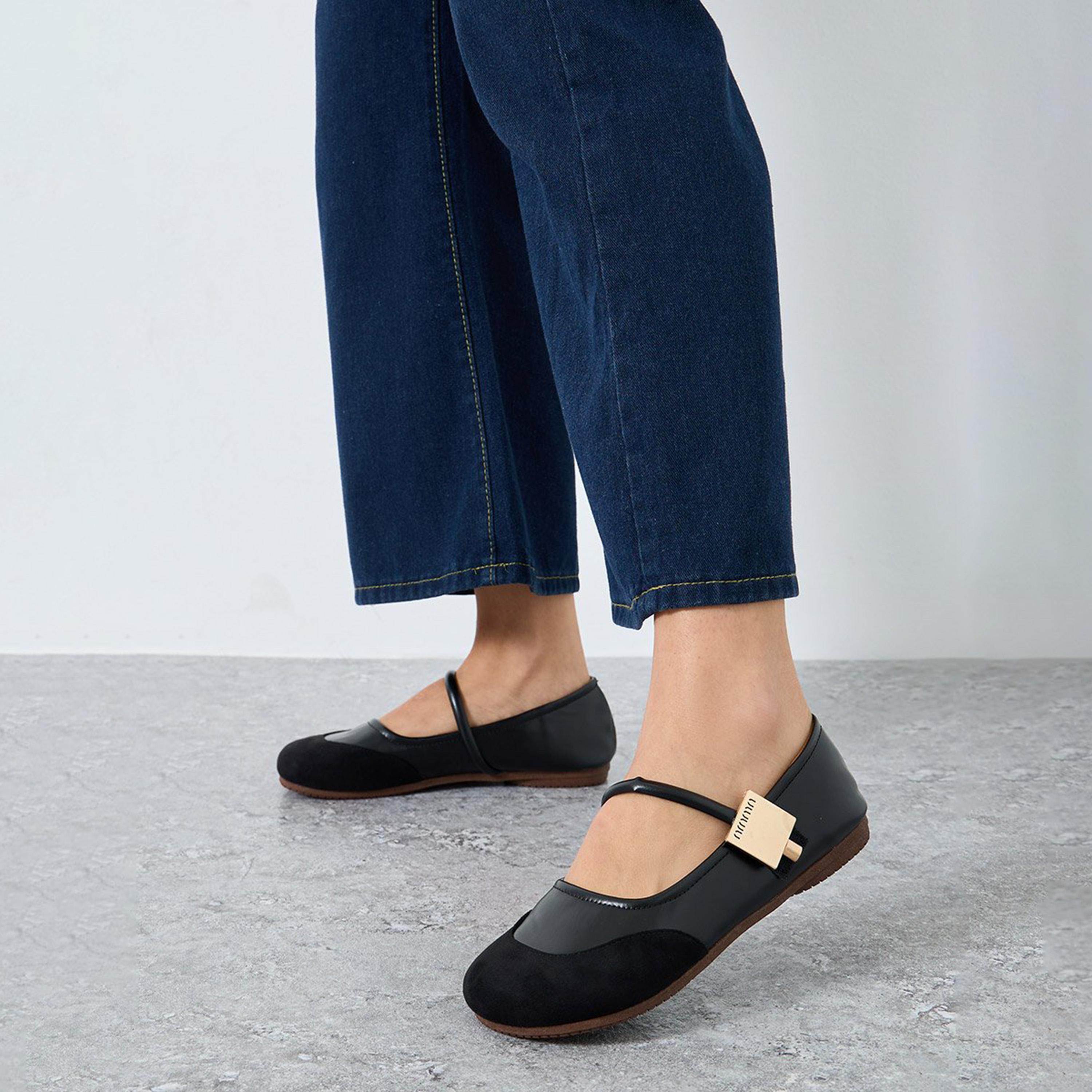 Take Two Women Round Toe Metal Buckle Strap Flat Shoes-women-shoes-flats-ballerinas-image-2