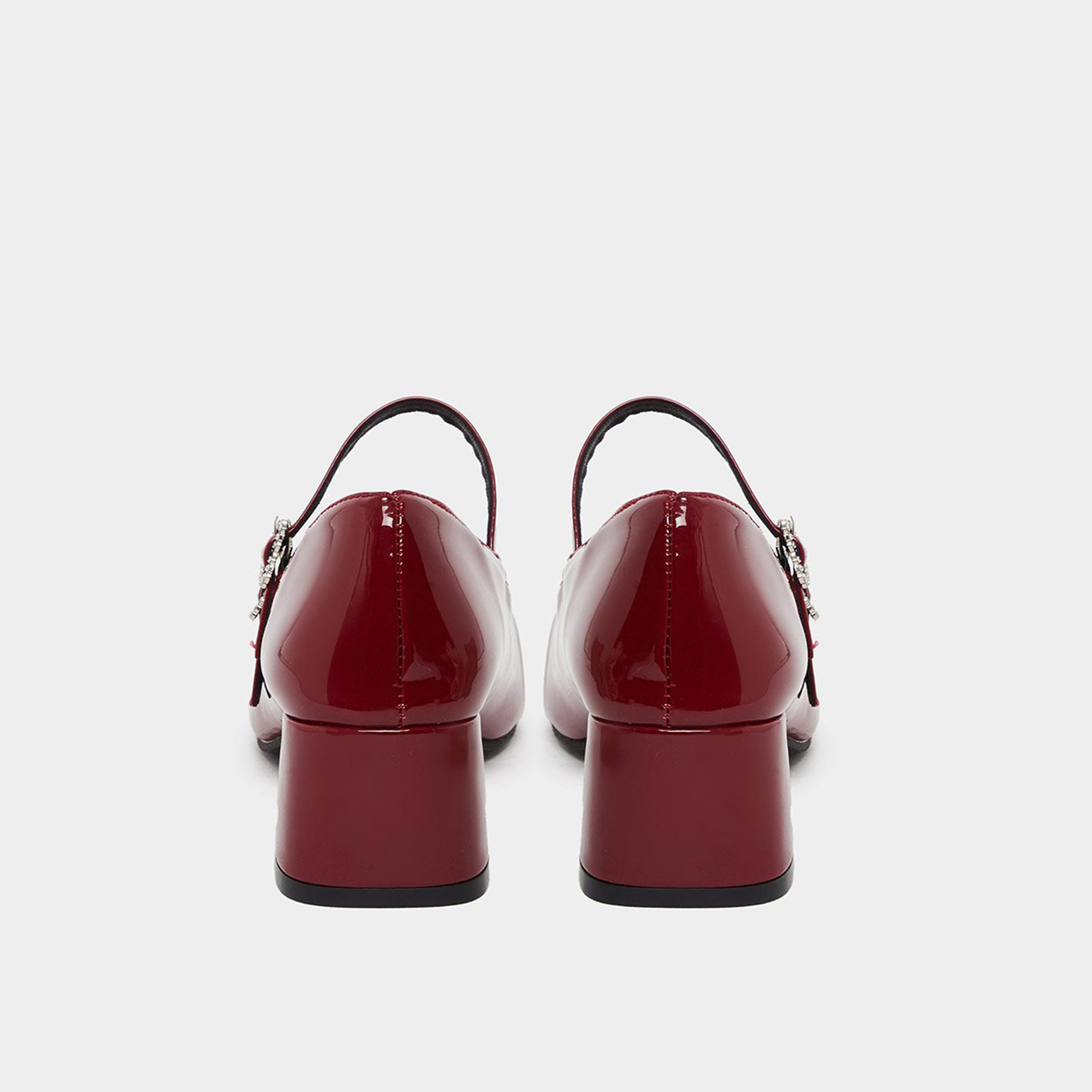 Take Two Women Red Patent Mary Jane Shoes with Heart Buckles-women-shoes-sandals-heeled-image-4