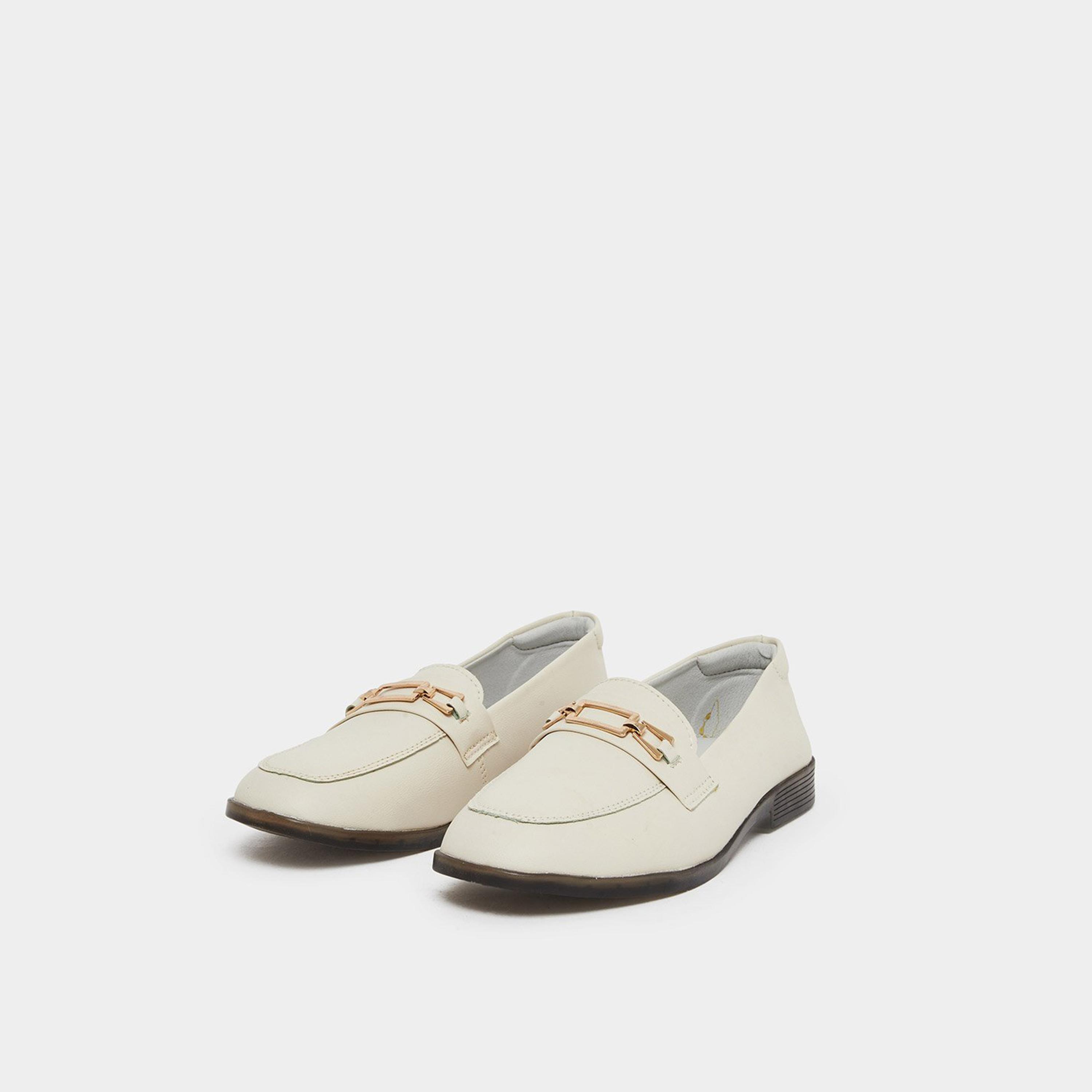 Take Two Women Solid Metal Buckle Flat Loafers-women-shoes-flats-loafers-image-1