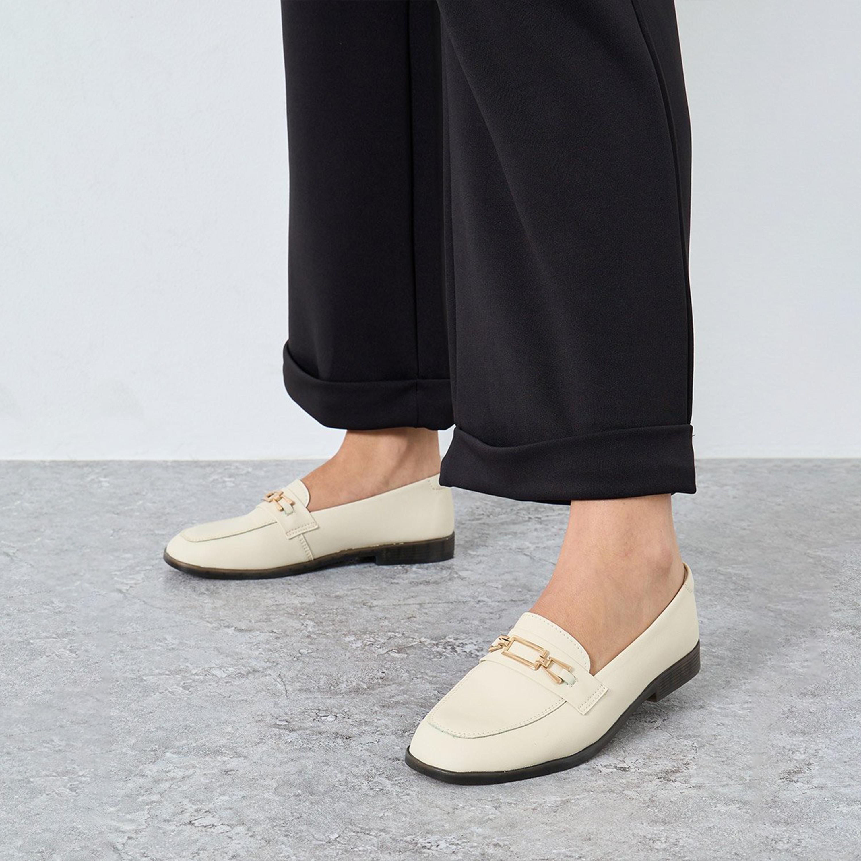 Take Two Women Solid Metal Buckle Flat Loafers-women-shoes-flats-loafers-image-2