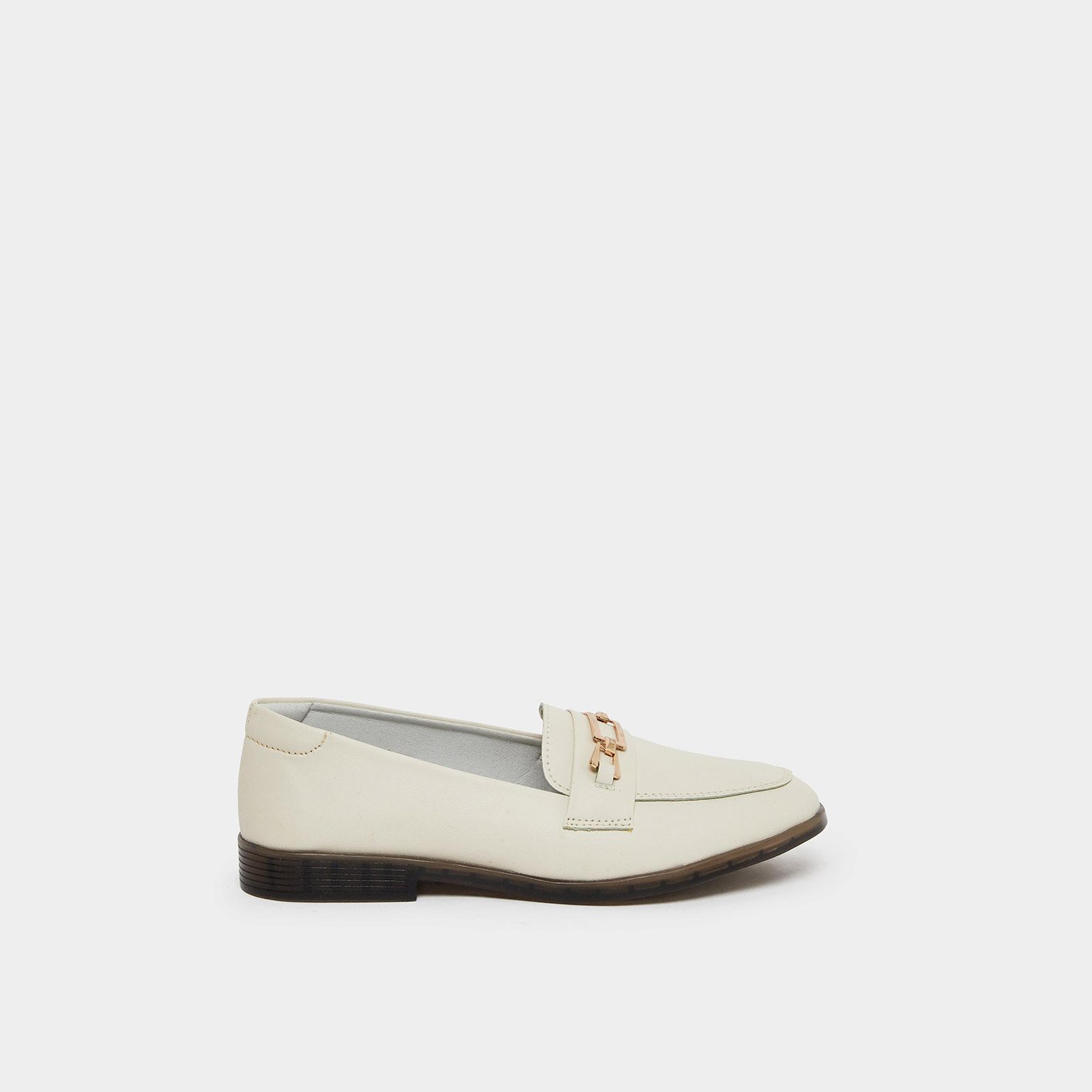 Take Two Women Solid Metal Buckle Flat Loafers-women-shoes-flats-loafers-image-3
