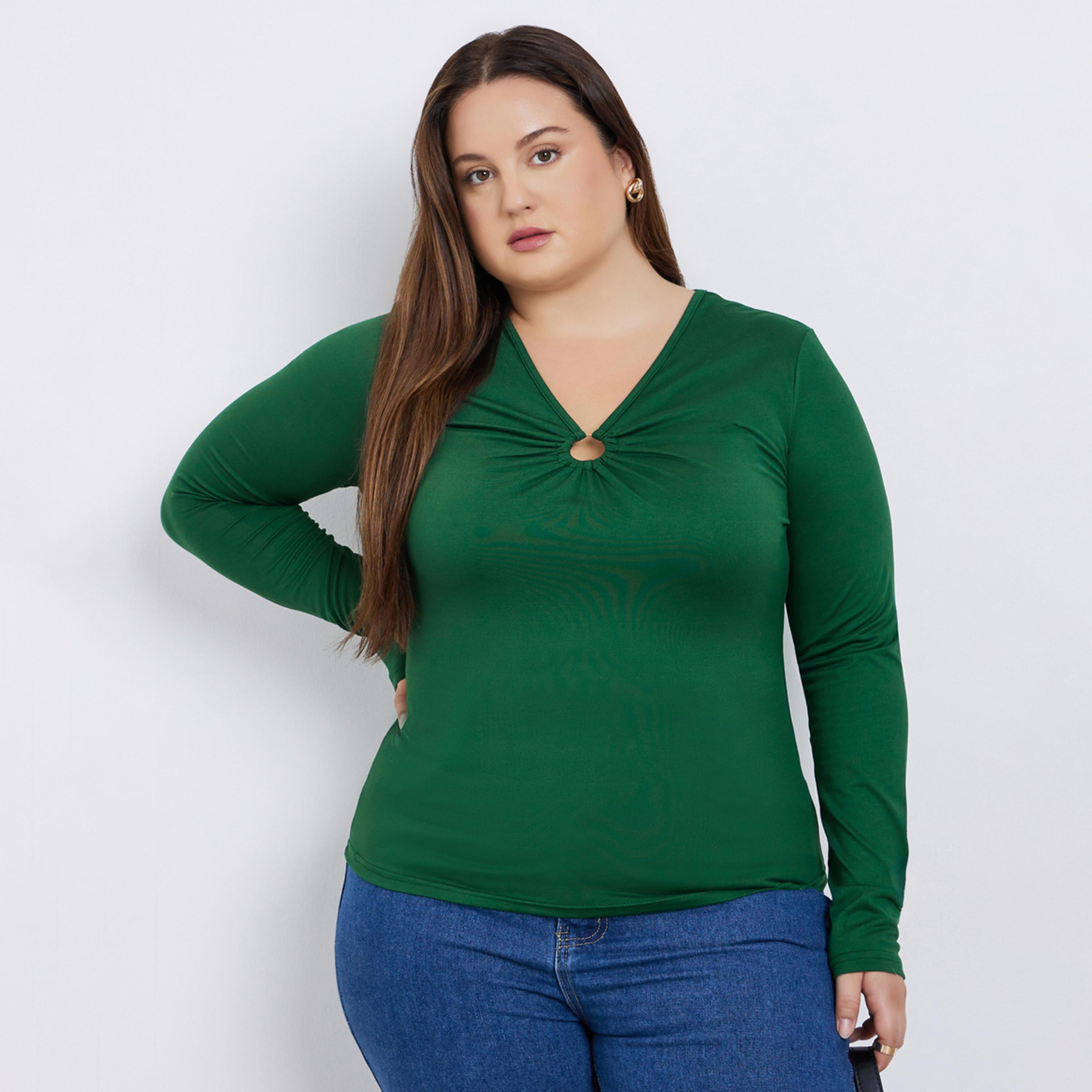 ستايلي - بلوزة محبوكة بحجم كبير مع فتحة مفتاح-women-clothing-shirtsandblouses-shirts-image-1