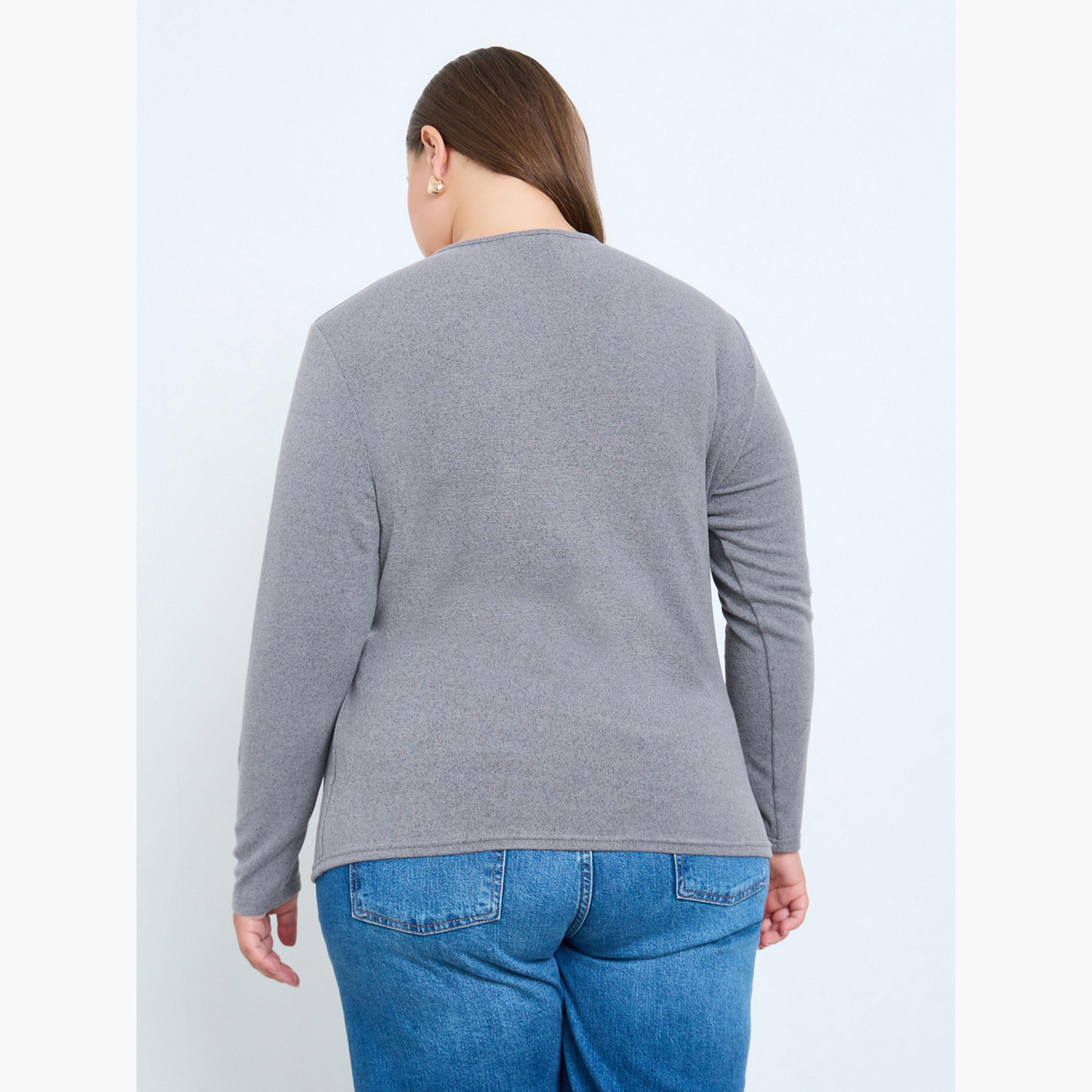 Styli Plus Size Grey Knit Wrap Top-women-clothing-shirtsandblouses-blouses-image-4