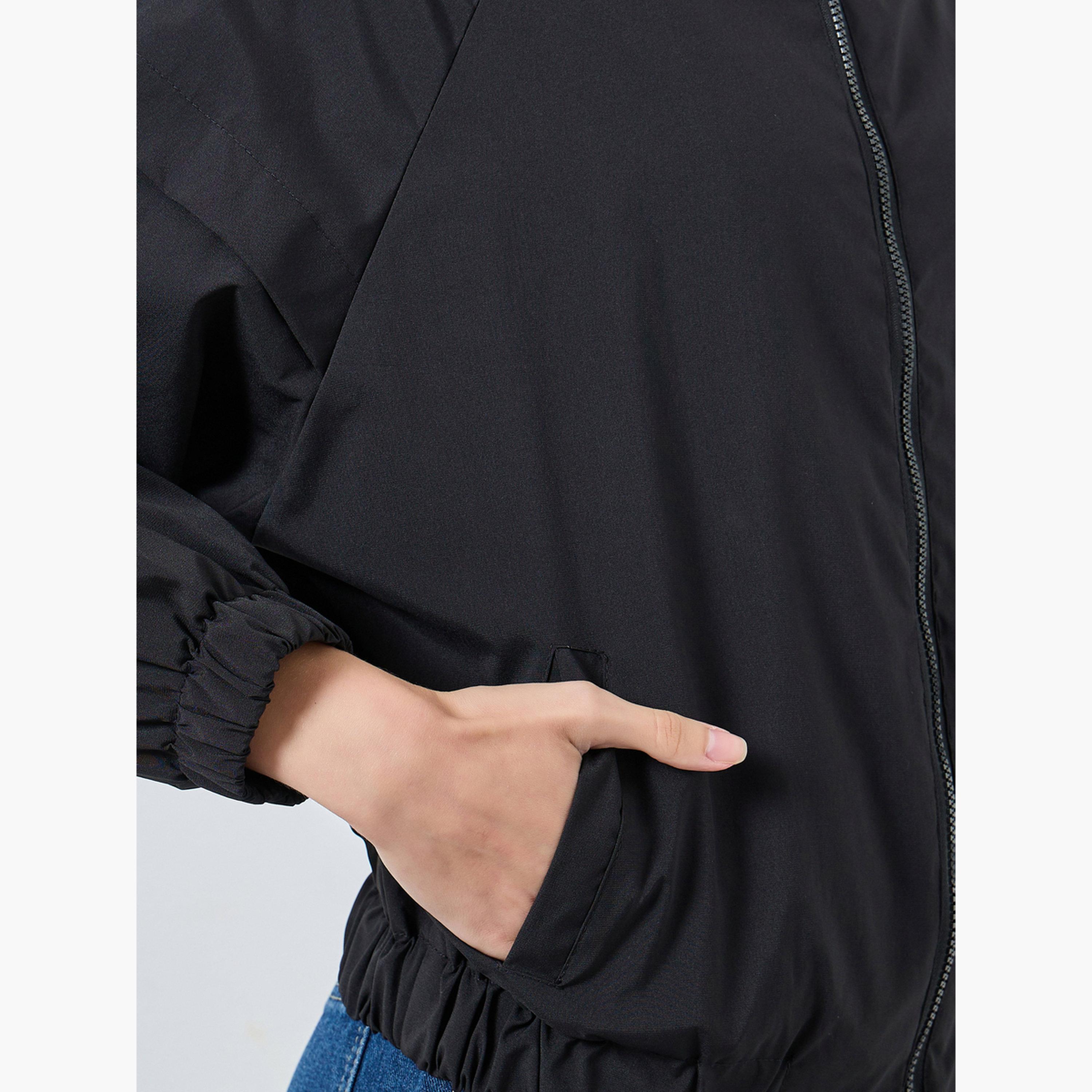 ستايلي - سترة سوداء خفيفة الوزن بقصّة عادية للنساء -women-winterwear-coatsandjackets-jackets-image-5