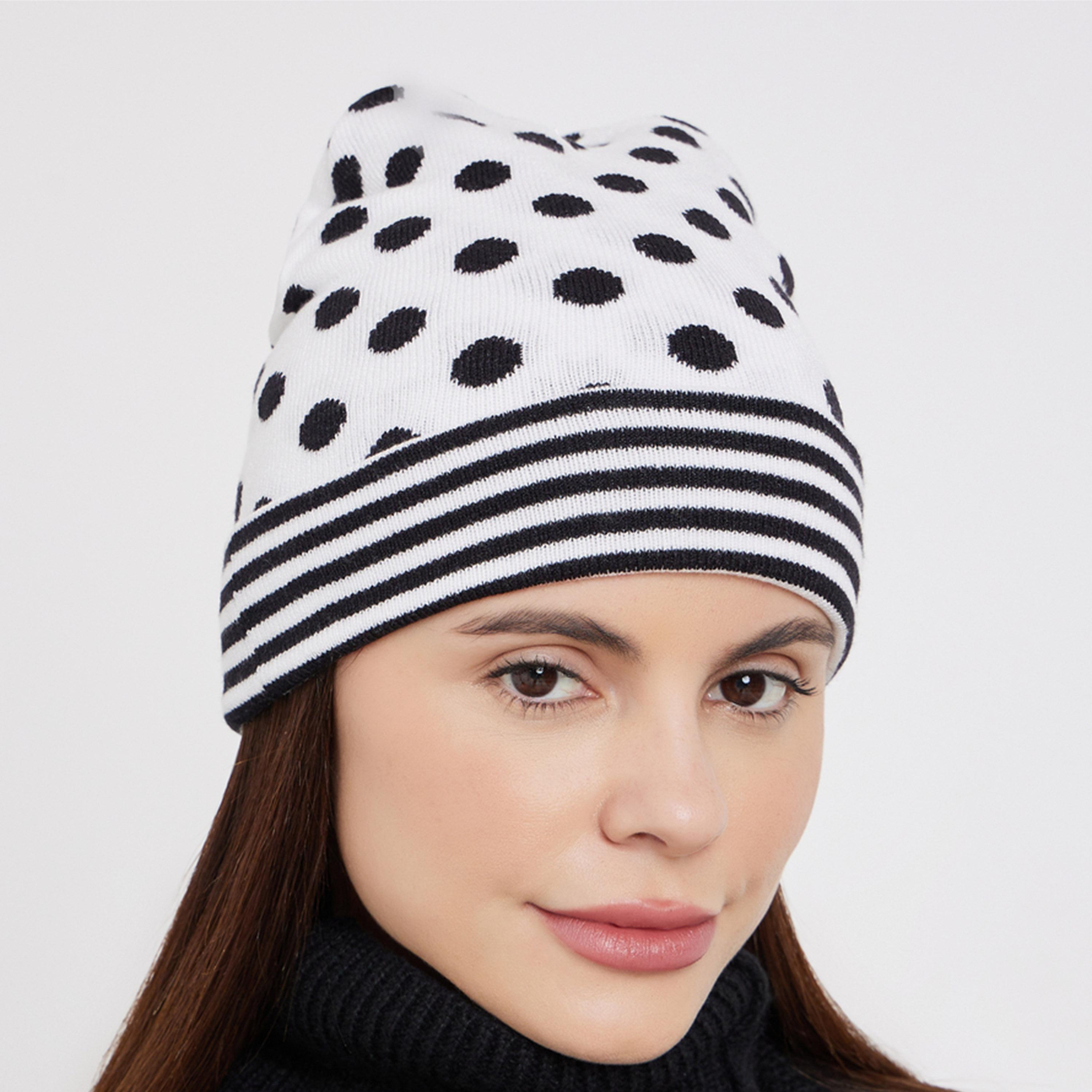 Styli Polka Dot Pattern Beanie-women-clothingaccessories-capsandhats-image-2