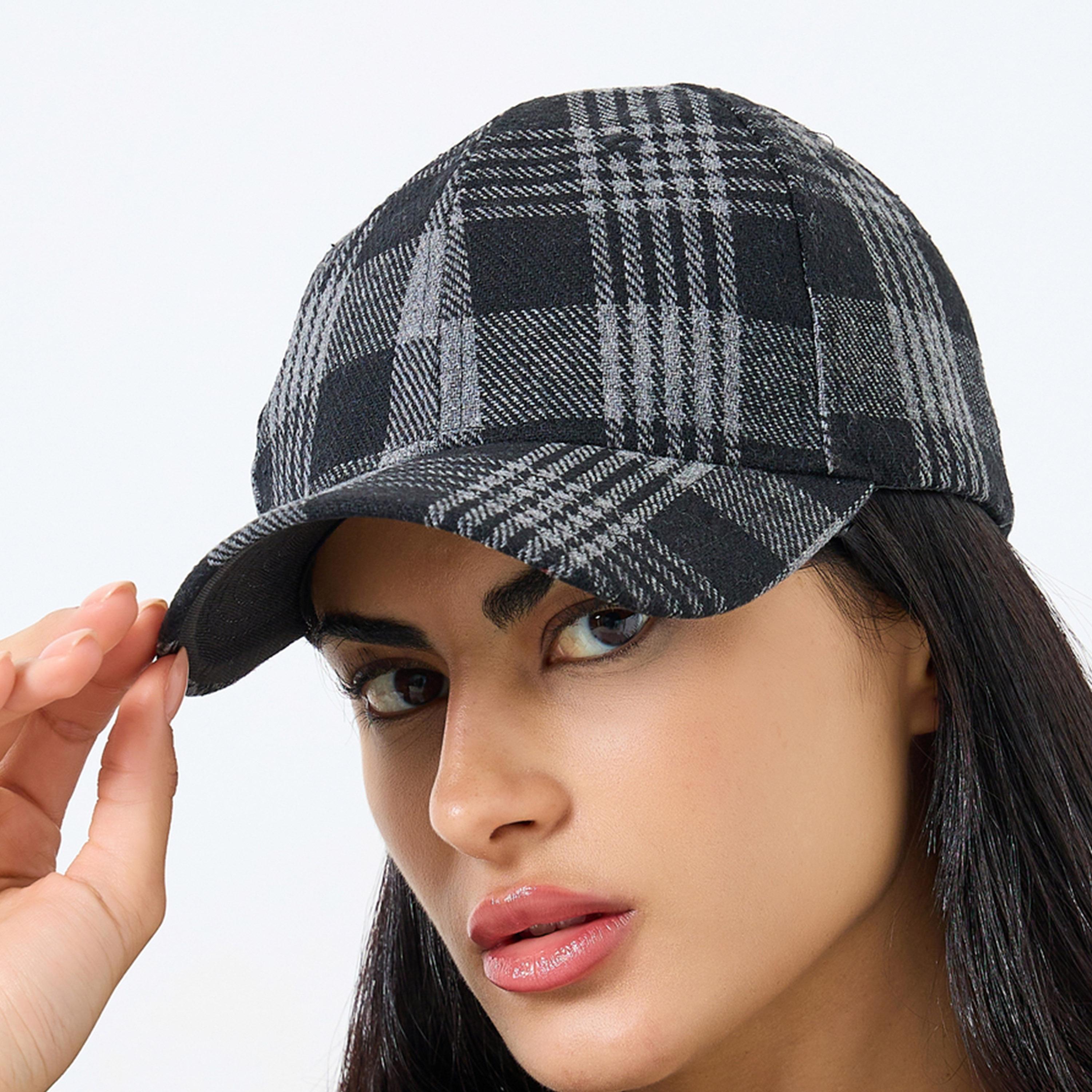 Styli Black Plaid Baseball Cap-women-clothingaccessories-capsandhats-image-2