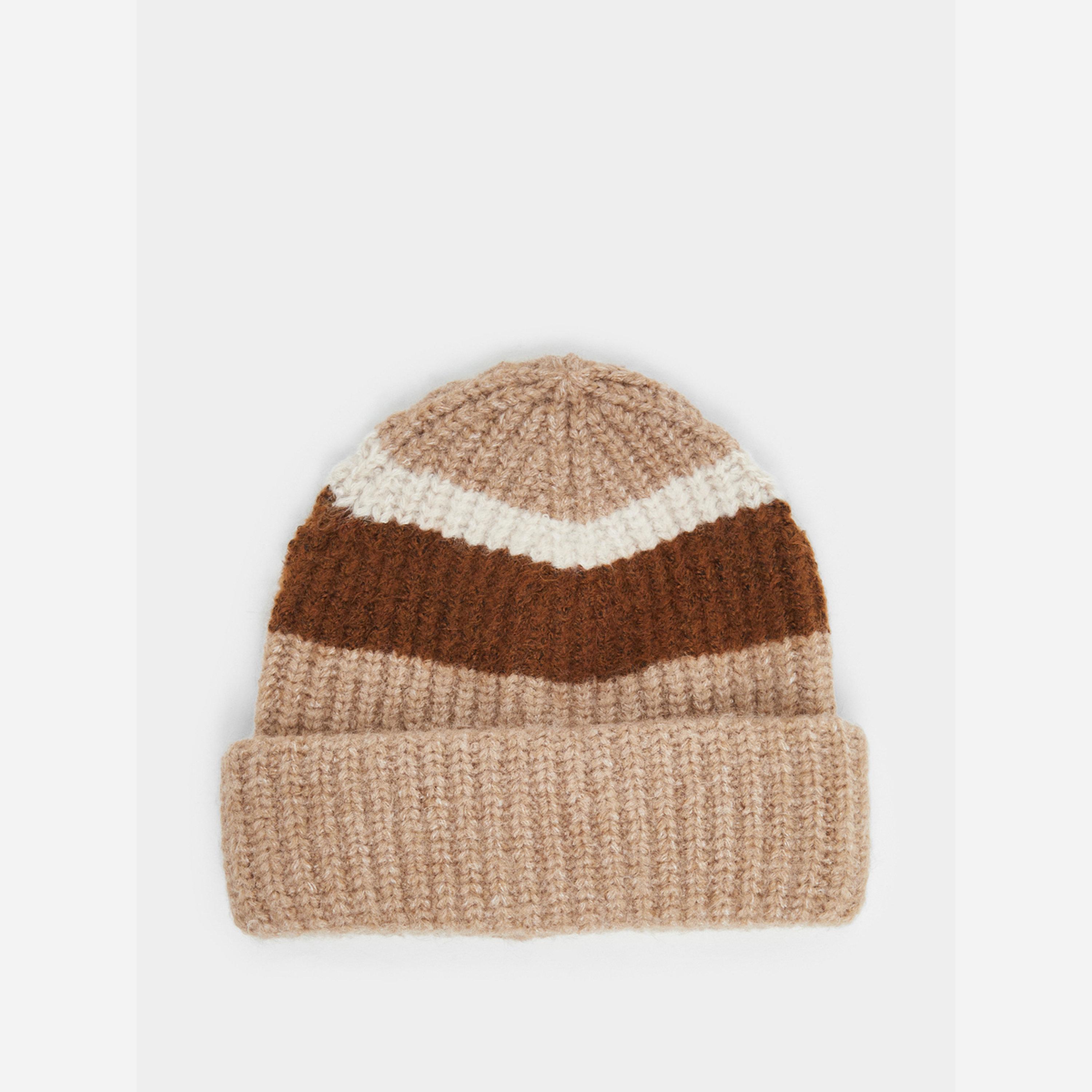 ستايلي - قبعة صوف مخططة لون كاكي-women-clothingaccessories-capsandhats-image-1