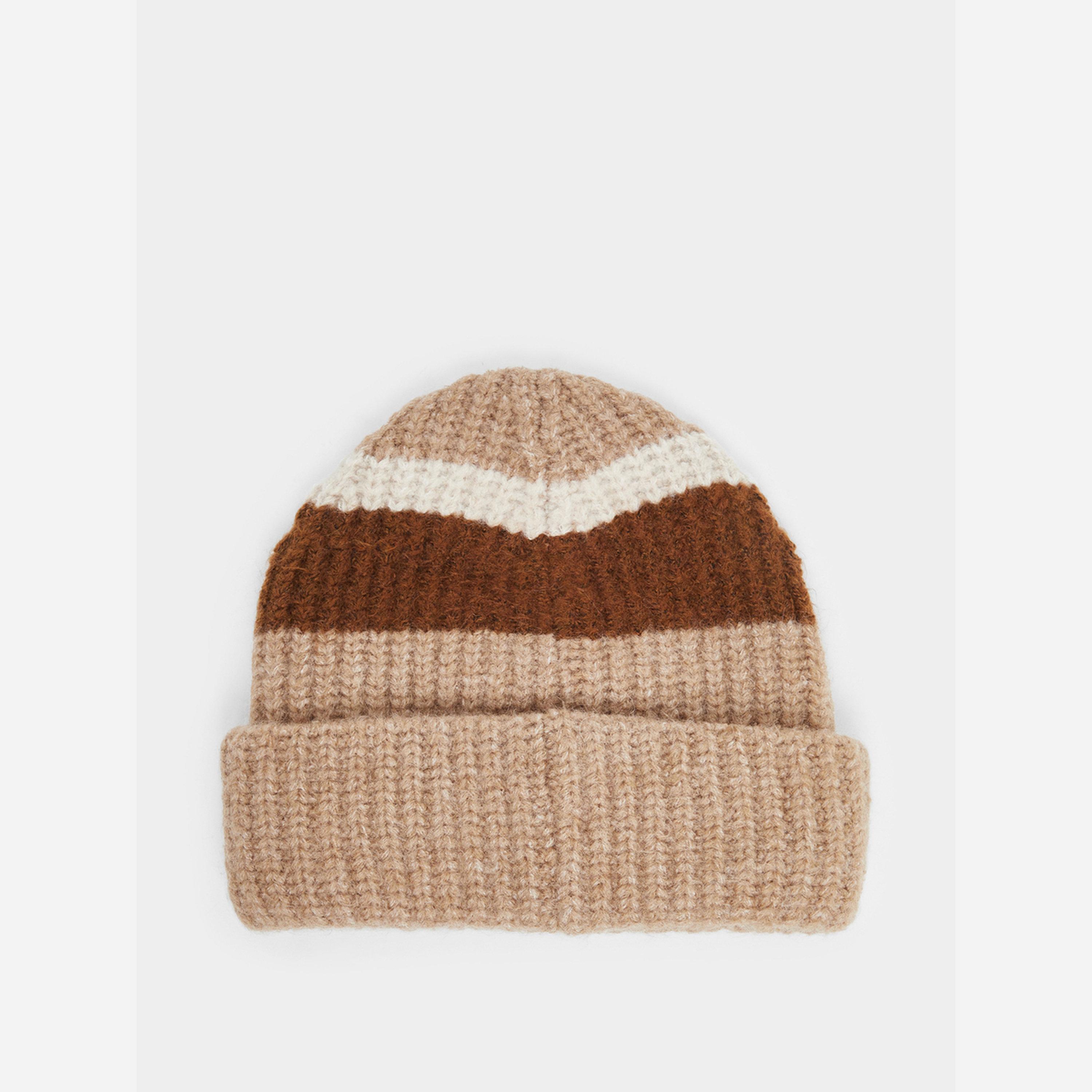 ستايلي - قبعة صوف مخططة لون كاكي-women-clothingaccessories-capsandhats-image-2