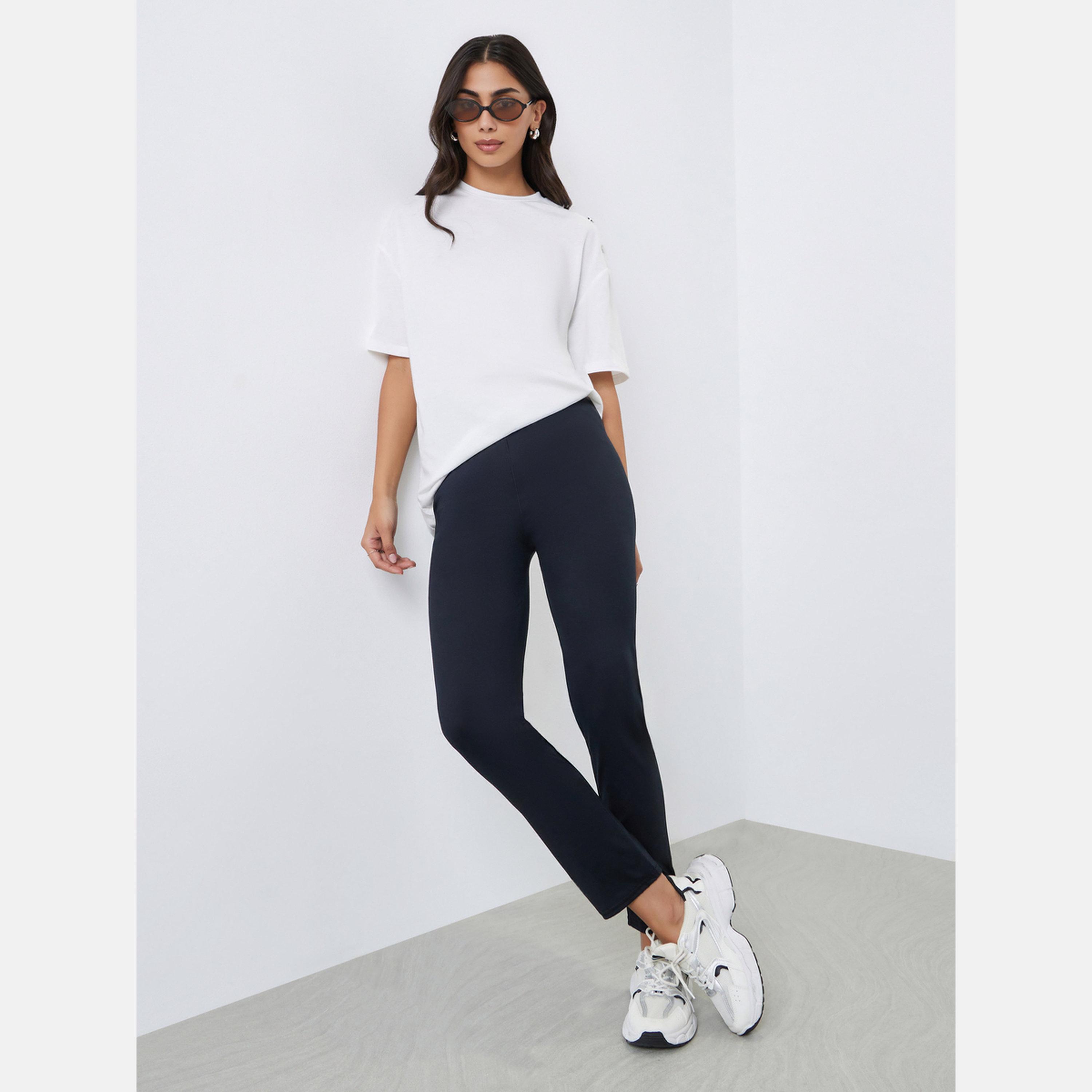Styli Women Pack of 2 - Solid Elastic Waistband Leggings-women-clothing-bottoms-leggings-image-2
