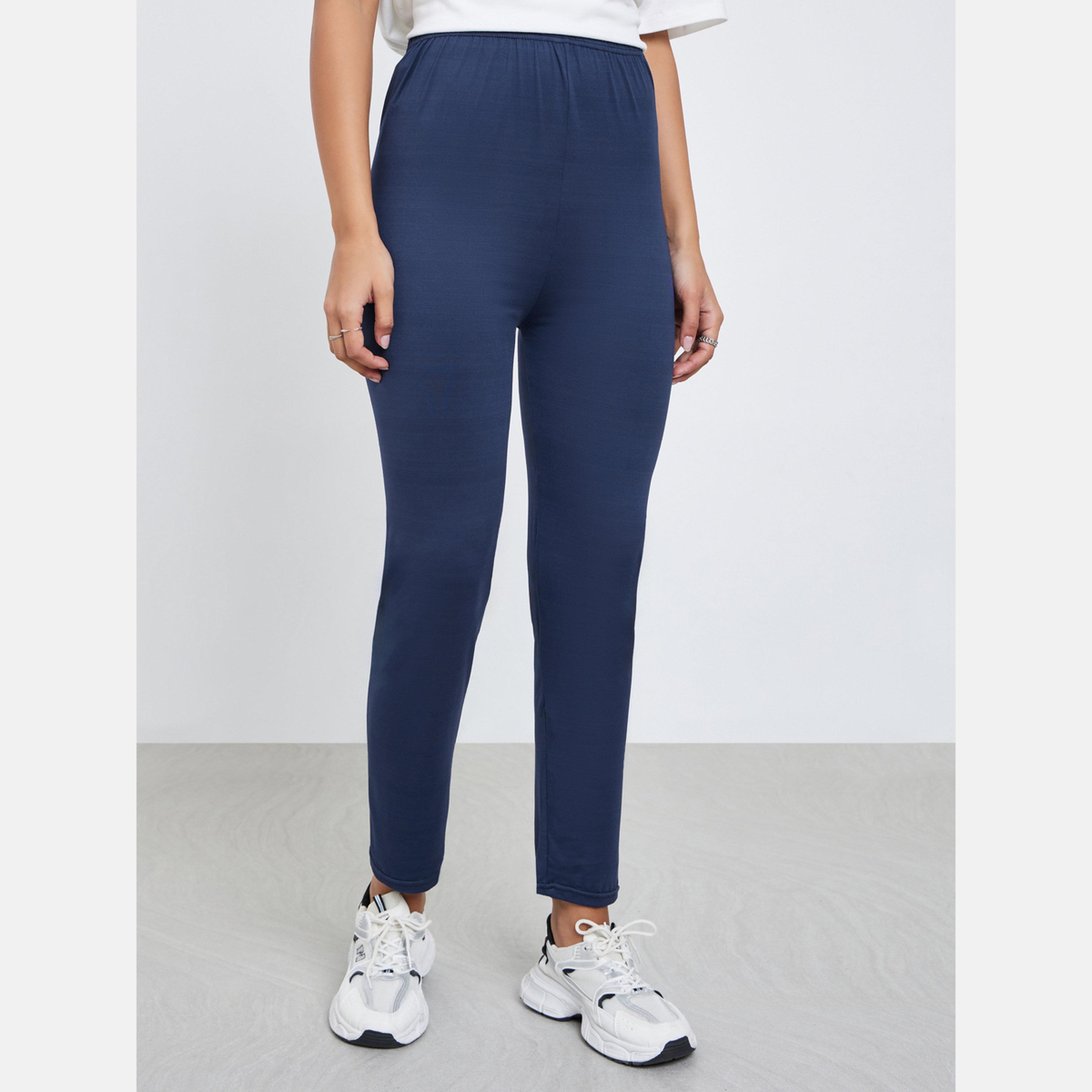 ستايلي - عبوة من قطعتين - بنطال ضيق سادة بحزام خصر مطاطي-women-clothing-bottoms-leggings-image-6