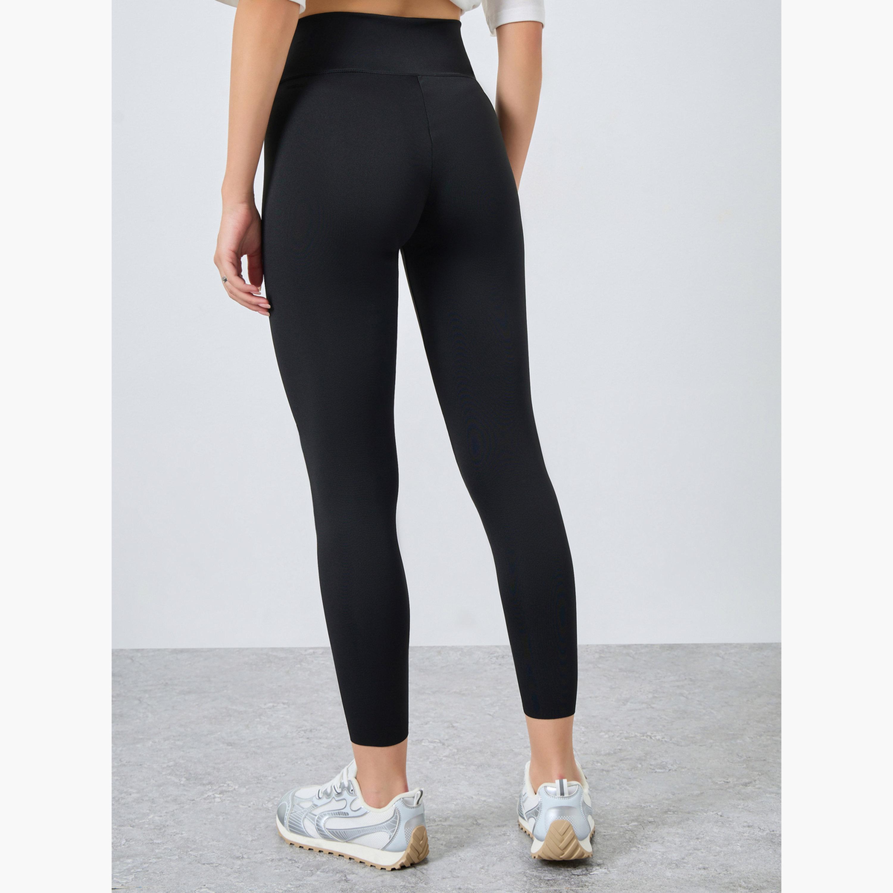 Styli Women Black Solid Mid Rise Leggings-women-clothing-bottoms-leggings-image-4