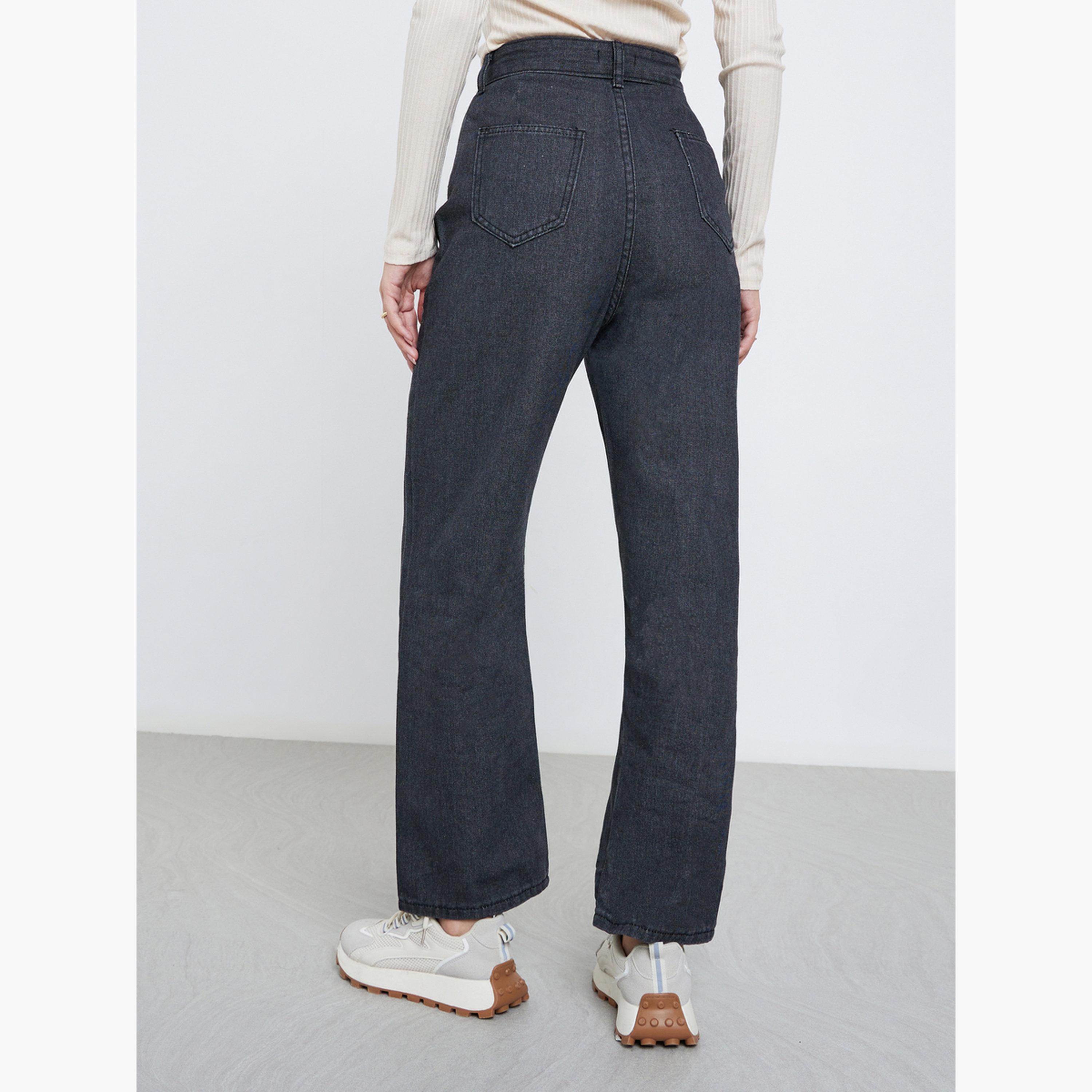 Styli Solid Mid Rise Wide Leg Jeans-women-clothing-bottoms-jeans-image-3
