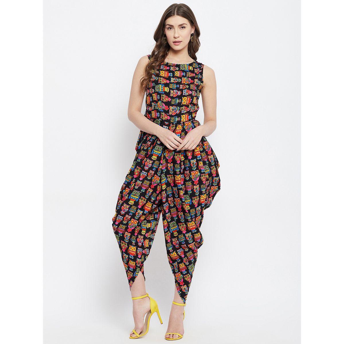 اب تاوني × ستايلي - جمبسوت دوتي عرقي نقشة بومة للنساء-women-clothing-jumpsuits-image-2