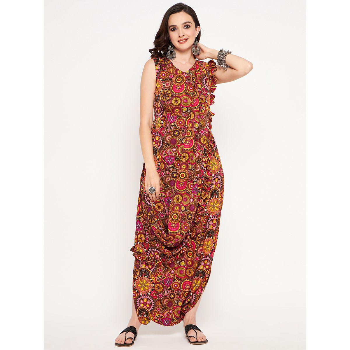 اب تاوني × ستايلي - جمبسوت دوتي مطبوع مع دوباتا مرفقة للنساء-women-clothing-jumpsuits-image-1