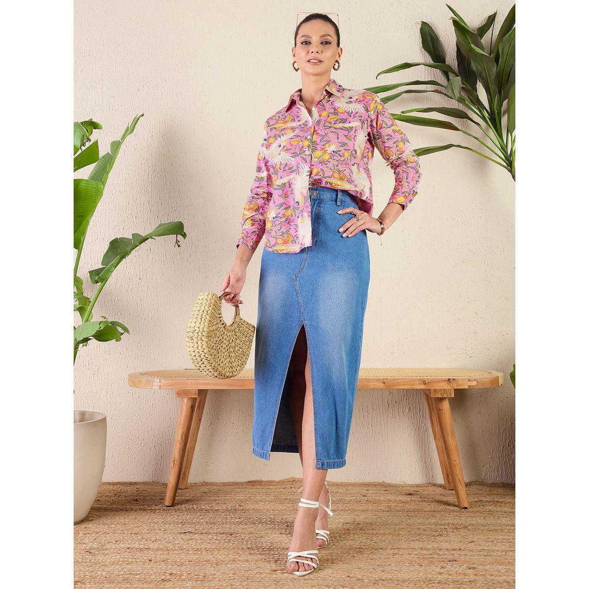 اب تاوني × ستايلي - قميص وردي نقشة زهور بأكمام طويلة للنساء-women-clothing-shirtsandblouses-shirts-image-2