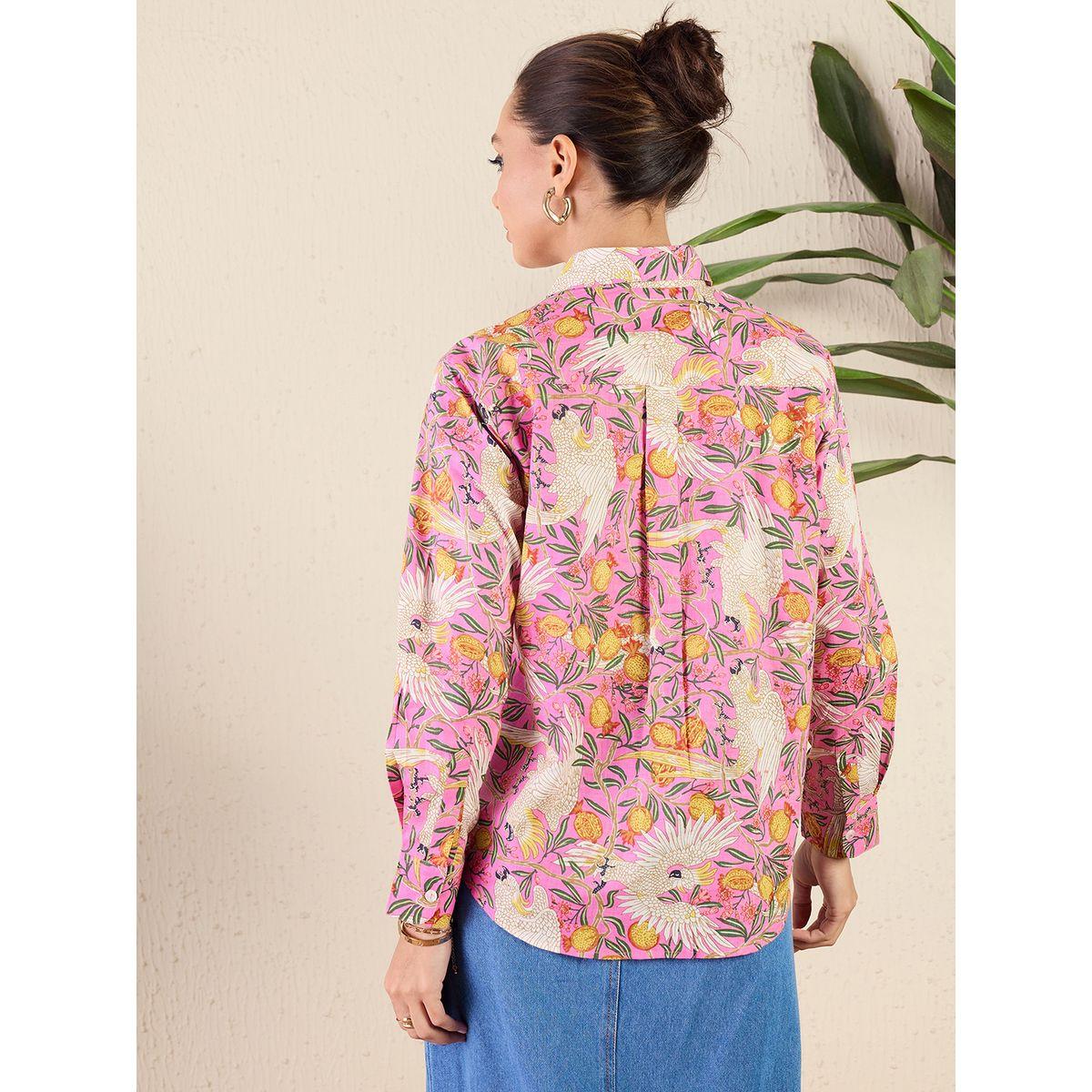 اب تاوني × ستايلي - قميص وردي نقشة زهور بأكمام طويلة للنساء-women-clothing-shirtsandblouses-shirts-image-4