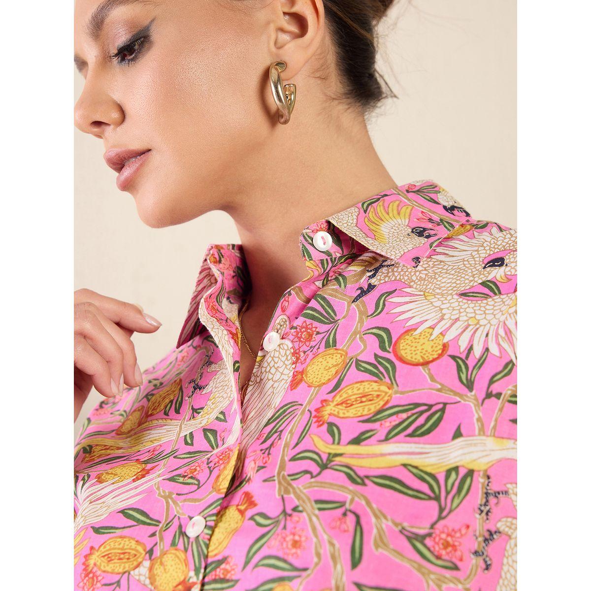 اب تاوني × ستايلي - قميص وردي نقشة زهور بأكمام طويلة للنساء-women-clothing-shirtsandblouses-shirts-image-5