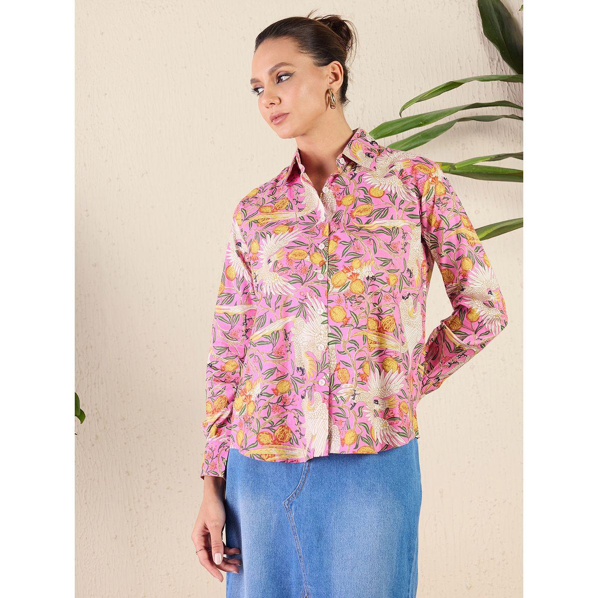 اب تاوني × ستايلي - قميص وردي نقشة زهور بأكمام طويلة للنساء-women-clothing-shirtsandblouses-shirts-image-6