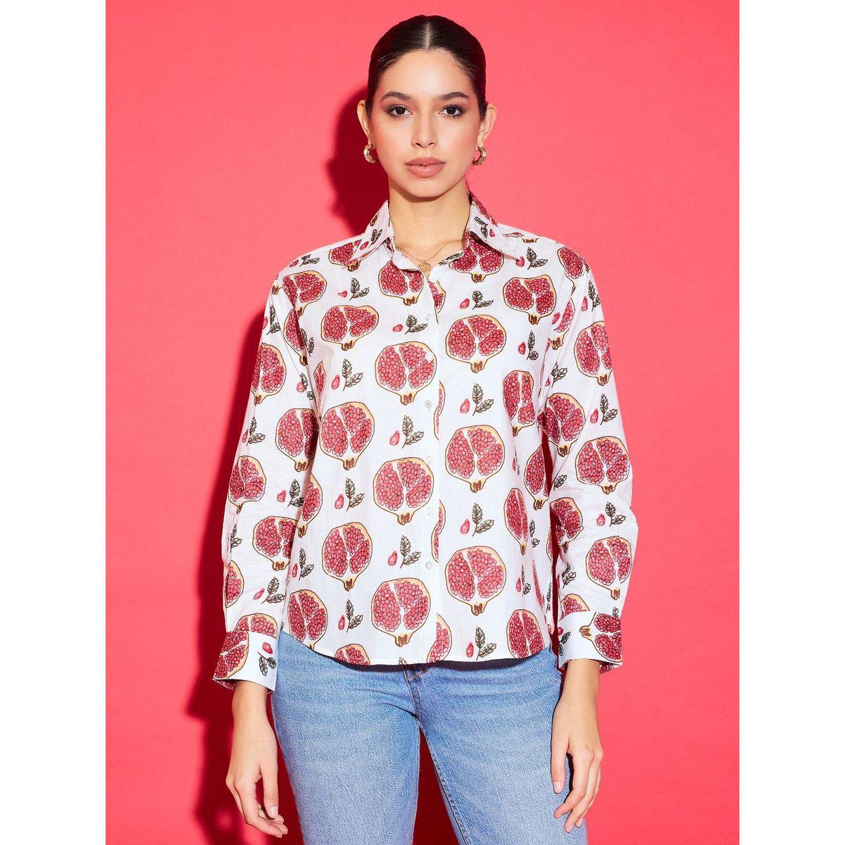 اب تاوني × ستايلي - قميص قطني نقشة رمان أبيض للنساء-women-clothing-shirtsandblouses-shirts-image-5