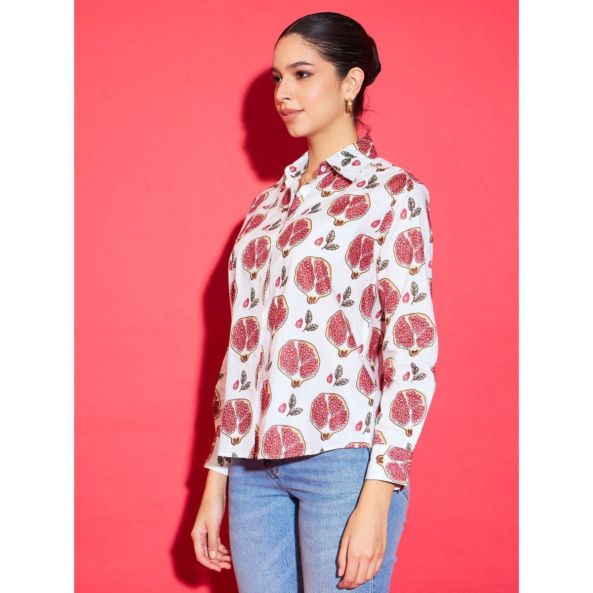 اب تاوني × ستايلي - قميص قطني نقشة رمان أبيض للنساء-women-clothing-shirtsandblouses-shirts-image-6