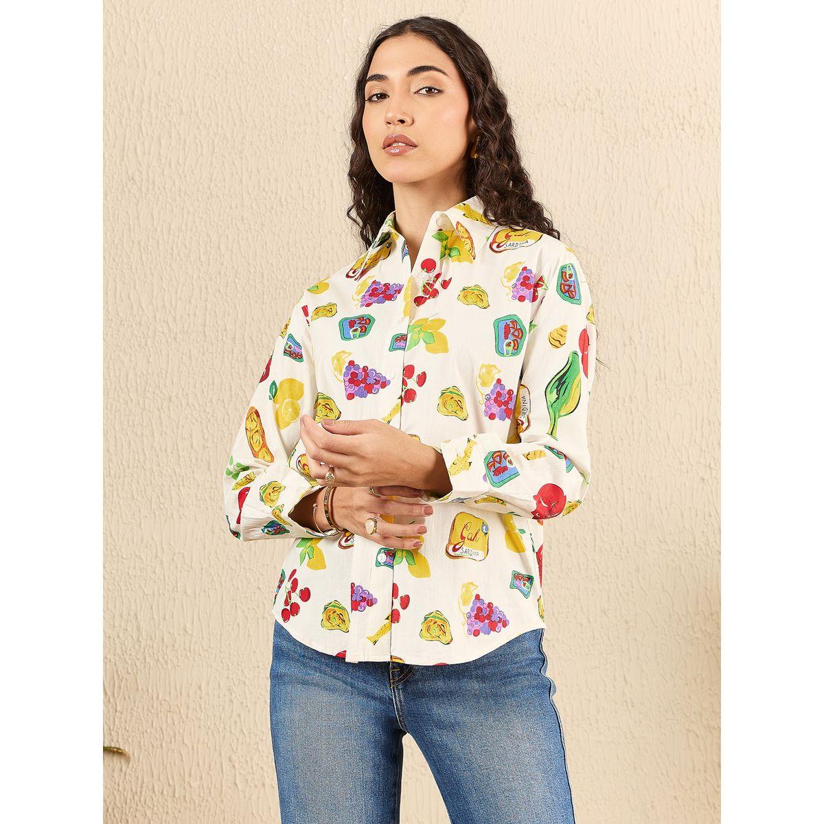 اب تاوني × ستايلي - قميص  لون اوف وايت بأكمام طويلة نقشة فواكه للنساء-women-clothing-shirtsandblouses-shirts-image-5