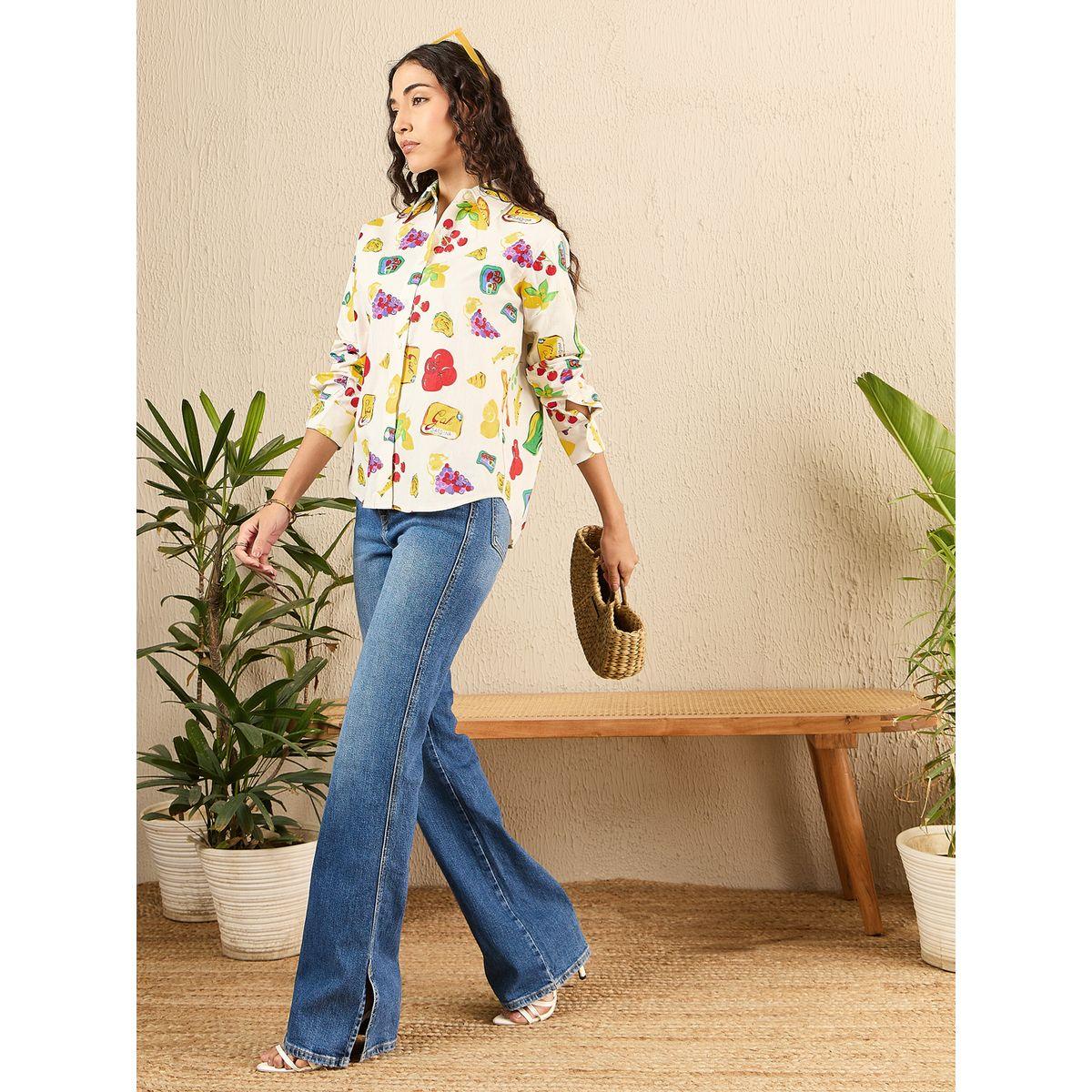 اب تاوني × ستايلي - قميص  لون اوف وايت بأكمام طويلة نقشة فواكه للنساء-women-clothing-shirtsandblouses-shirts-image-6