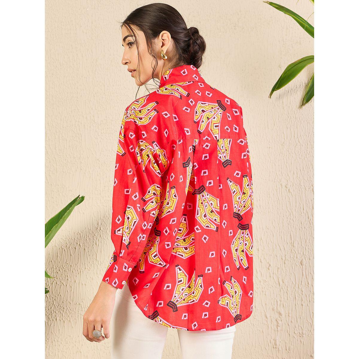 اب تاوني × ستايلي - قميص أحمر طويل مطبوع بالكامل برباط أمامي للنساء-women-clothing-shirtsandblouses-shirts-image-4