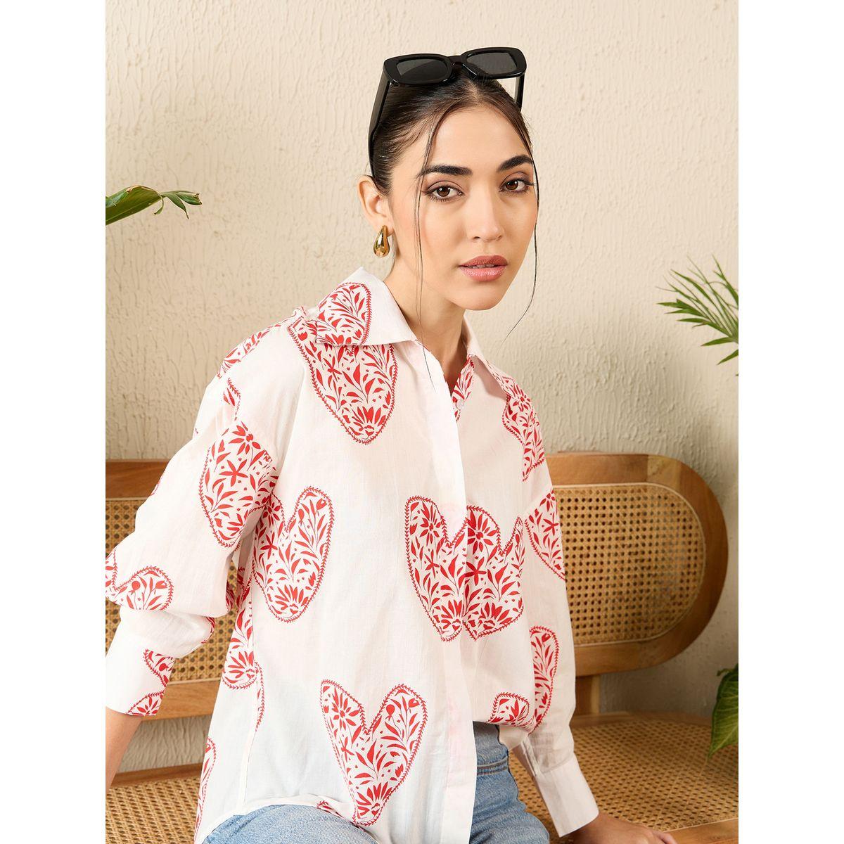 اب تاوني × ستايلي - قميص أبيض مطبوع عليه قلب بأكمام طويلة للنساء-women-clothing-shirtsandblouses-shirts-image-1