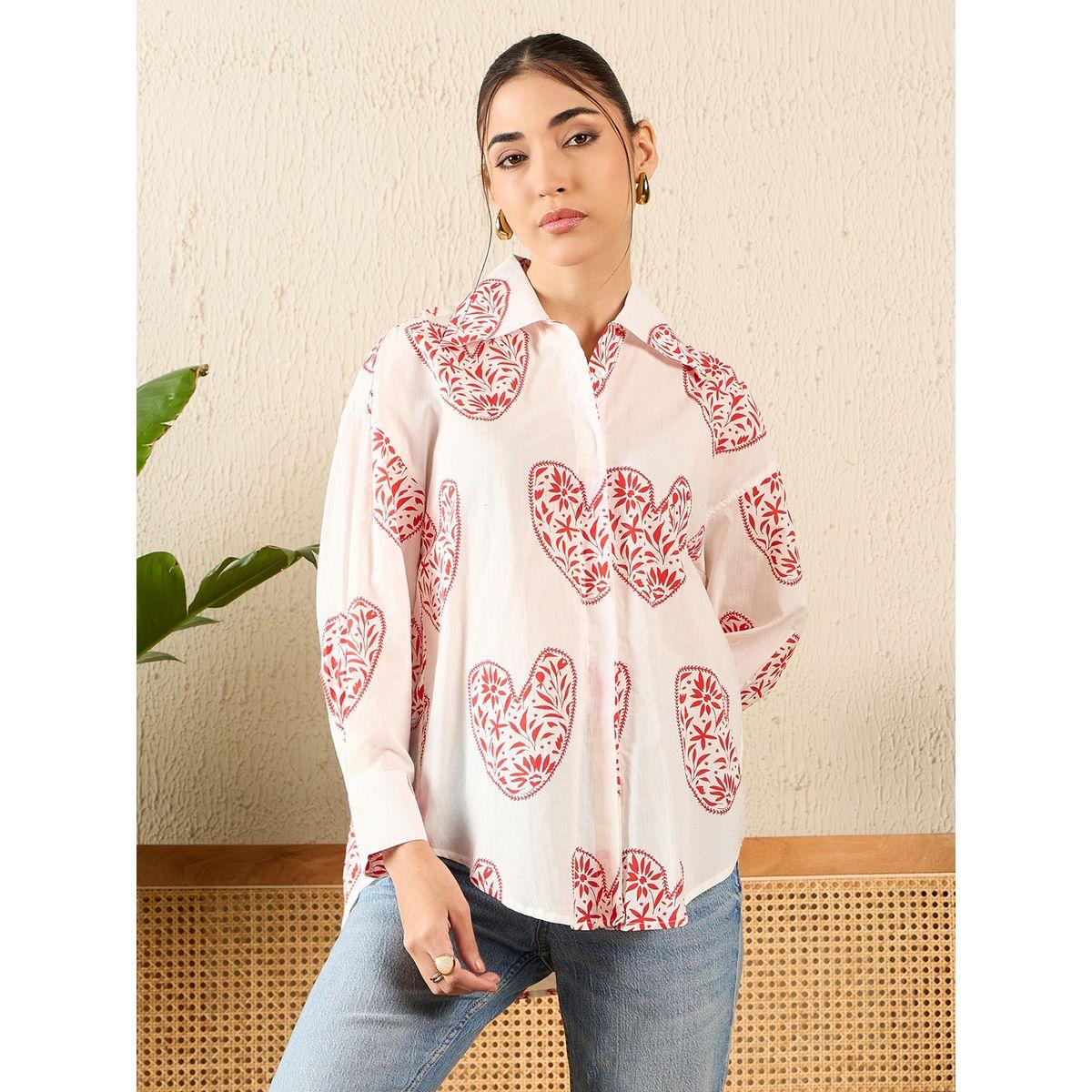 اب تاوني × ستايلي - قميص أبيض مطبوع عليه قلب بأكمام طويلة للنساء-women-clothing-shirtsandblouses-shirts-image-2