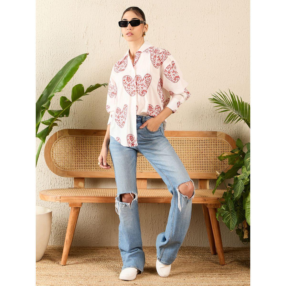 اب تاوني × ستايلي - قميص أبيض مطبوع عليه قلب بأكمام طويلة للنساء-women-clothing-shirtsandblouses-shirts-image-3