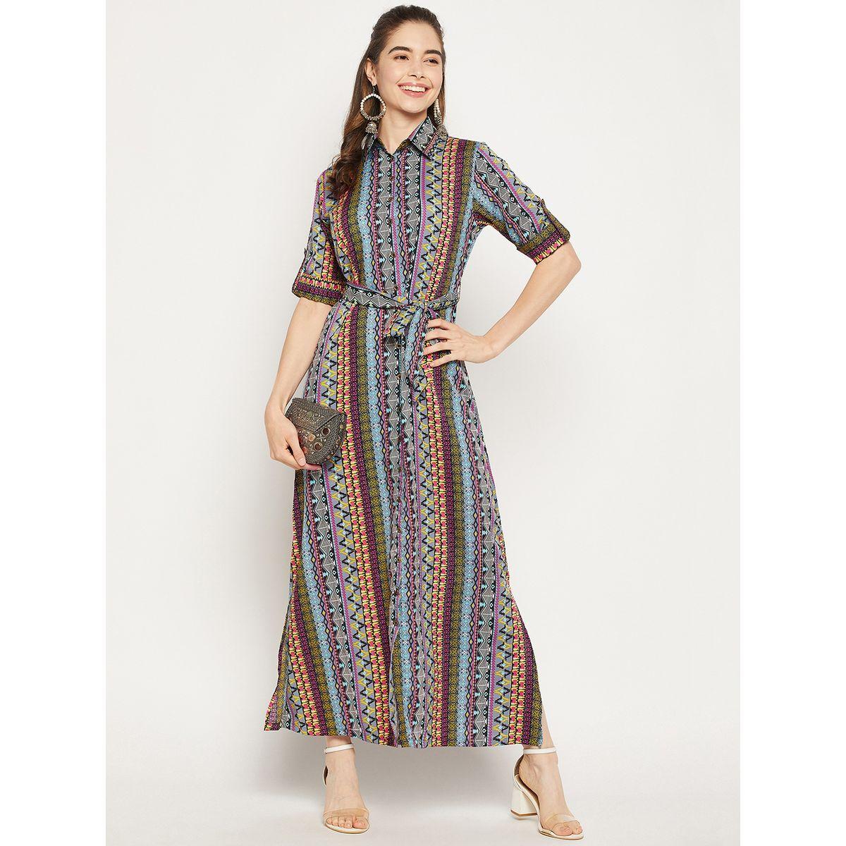 اب تاوني × ستايلي - فستان ماكسي مطبوع بالكامل مع حزام ربطة عنق للنساء-women-clothing-dresses-image-2
