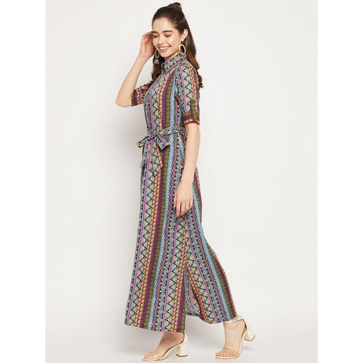 اب تاوني × ستايلي - فستان ماكسي مطبوع بالكامل مع حزام ربطة عنق للنساء-women-clothing-dresses-image-3