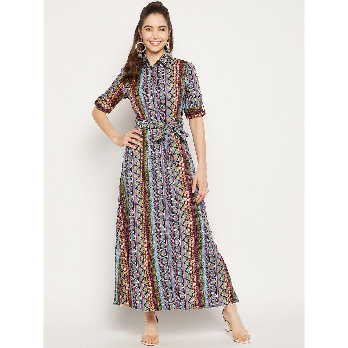 اب تاوني × ستايلي - فستان ماكسي مطبوع بالكامل مع حزام ربطة عنق للنساء-women-clothing-dresses-image-7