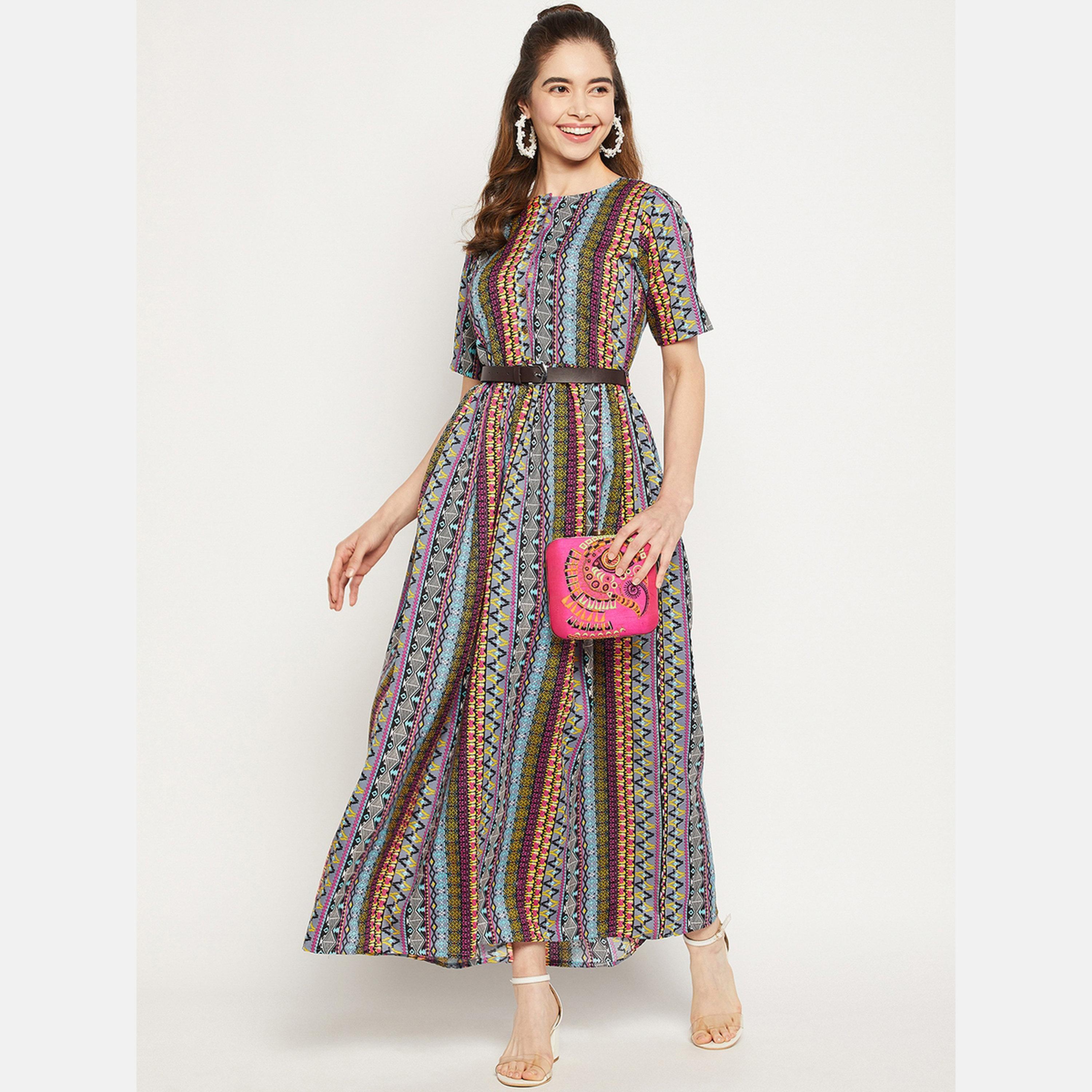 Uptownie X Styli All Over Print Maxi Dress with Belt-women-clothing-dresses-image-1