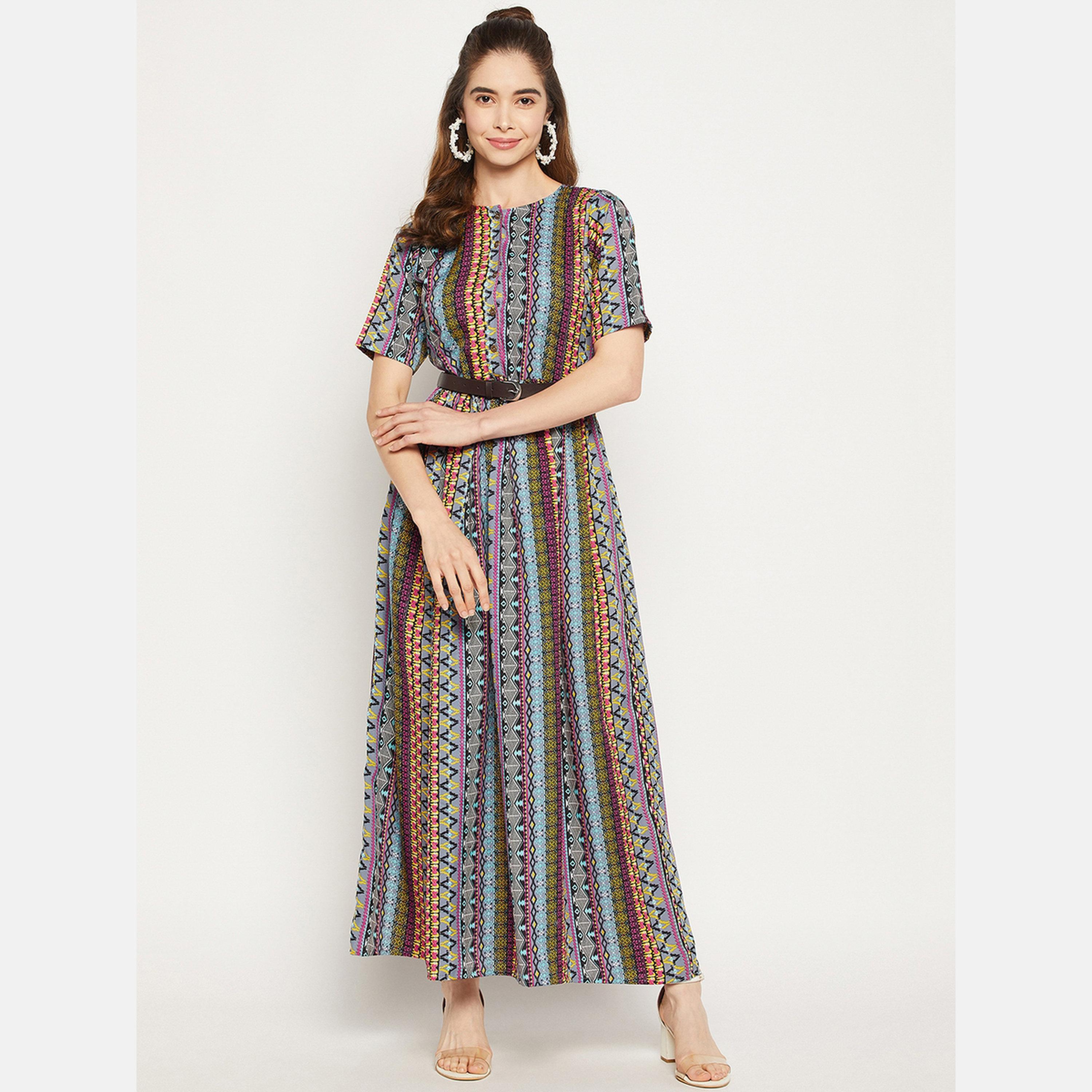 اب تاوني × ستايلي - فستان ماكسي مطبوع بالكامل مع حزام-women-clothing-dresses-image-2