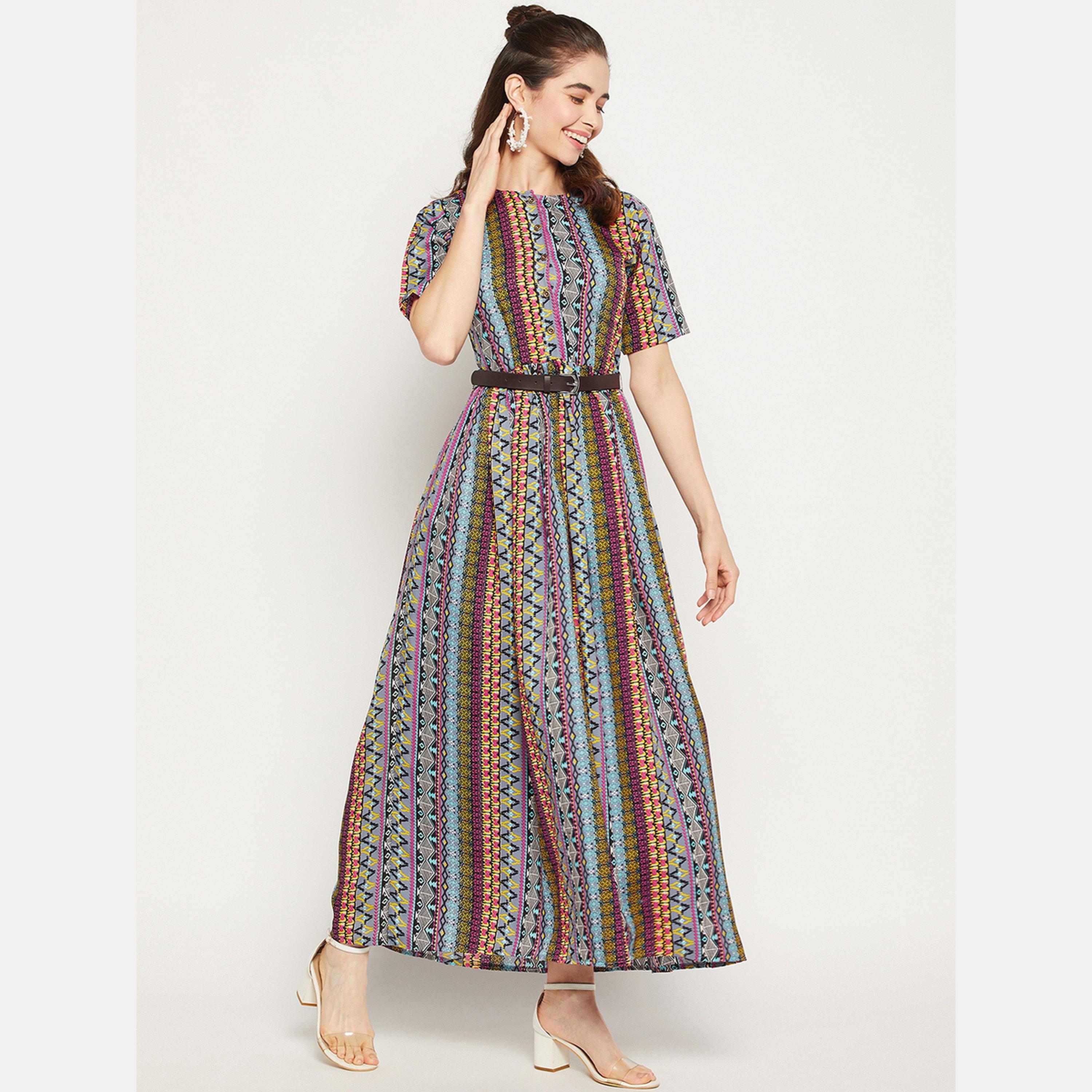 اب تاوني × ستايلي - فستان ماكسي مطبوع بالكامل مع حزام-women-clothing-dresses-image-6