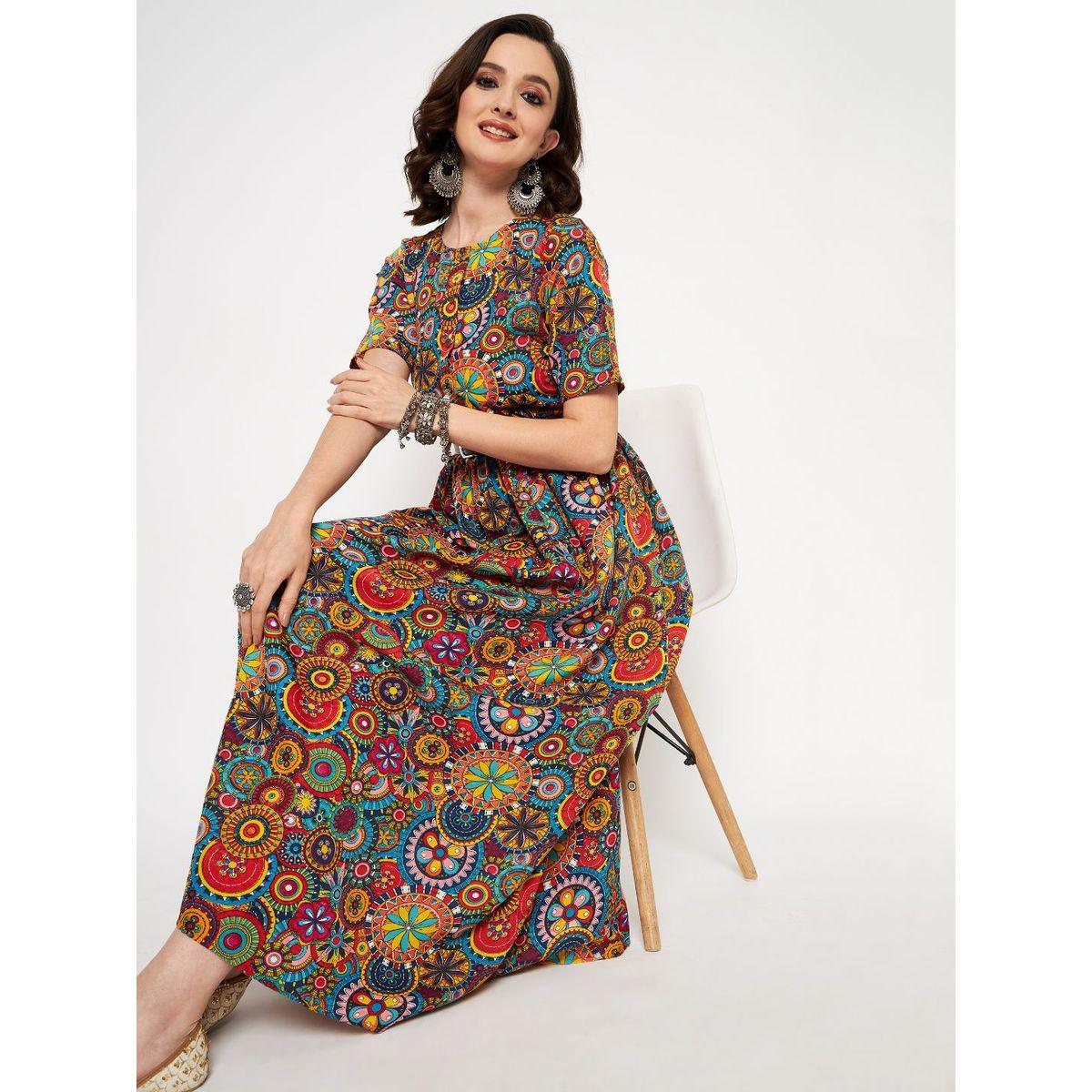 اب تاوني × ستايلي - فستان ماكسي مطبوع بالكامل مع حزام للنساء-women-clothing-dresses-image-2