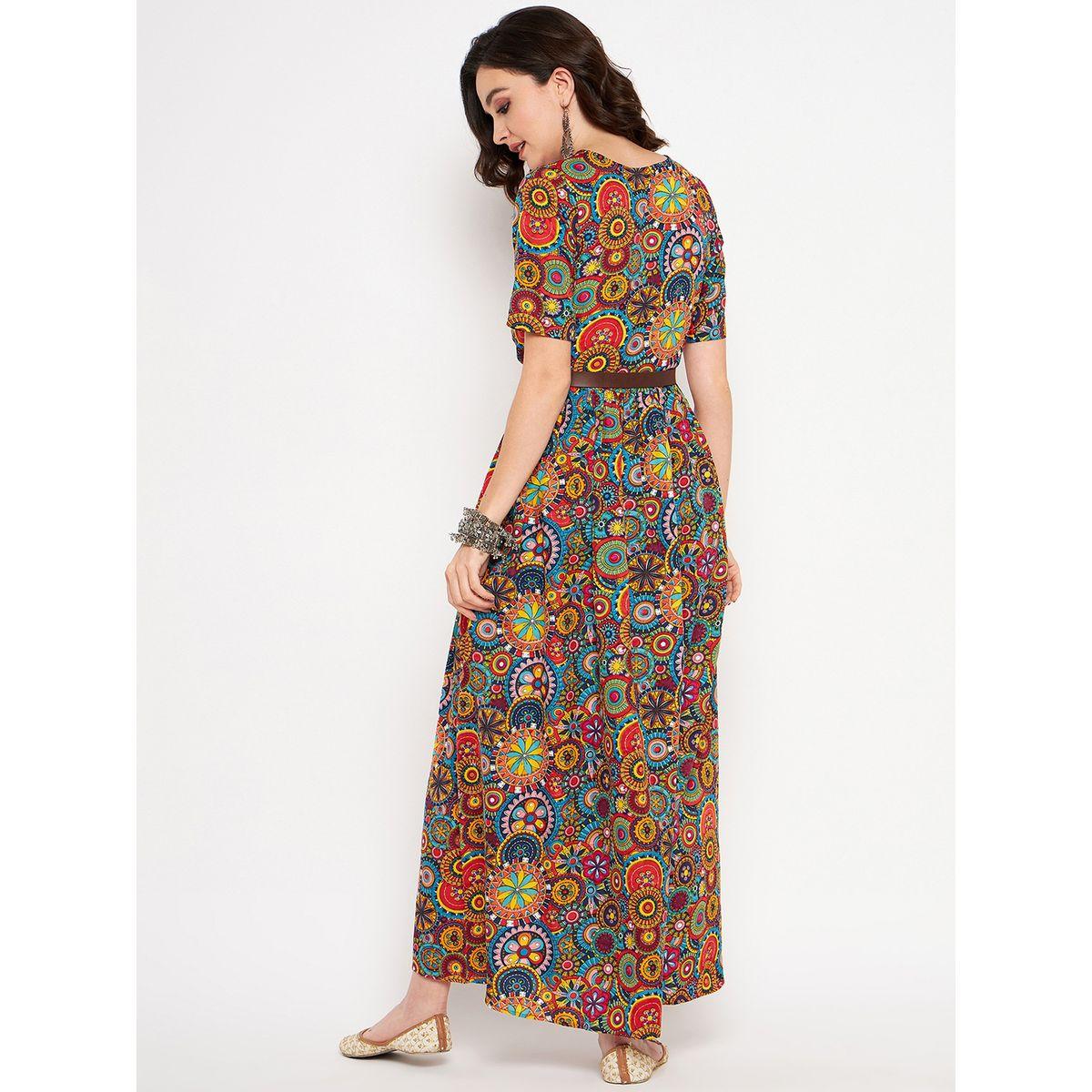 اب تاوني × ستايلي - فستان ماكسي مطبوع بالكامل مع حزام للنساء-women-clothing-dresses-image-4