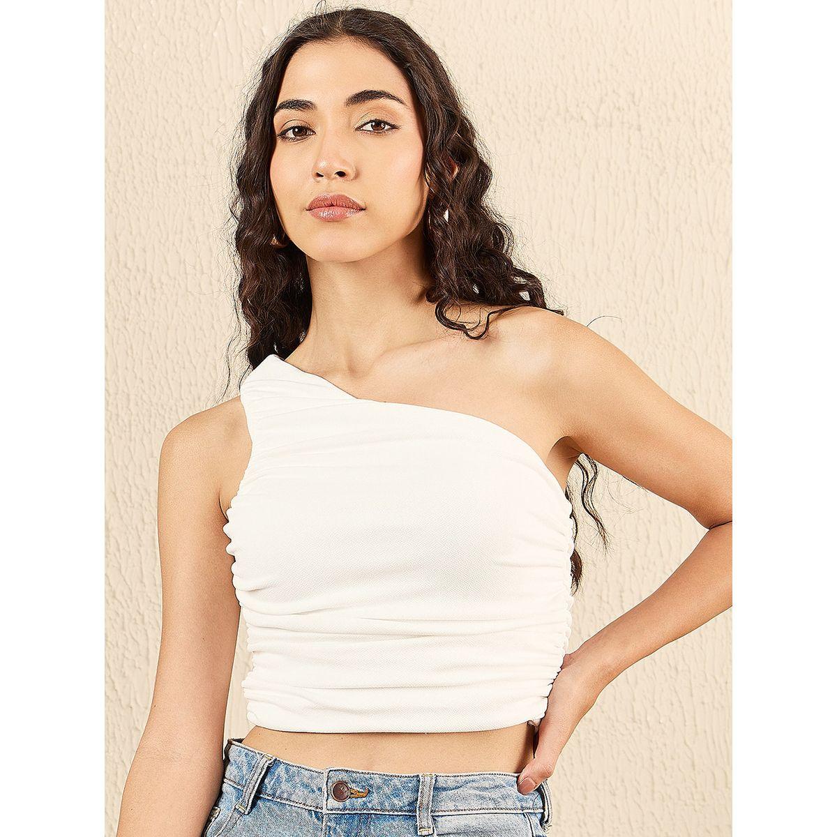 اب تاوني × ستايلي - بلوزة قصيرة بيضاء بكتف واحد للنساء-women-clothing-tshirts-image-5