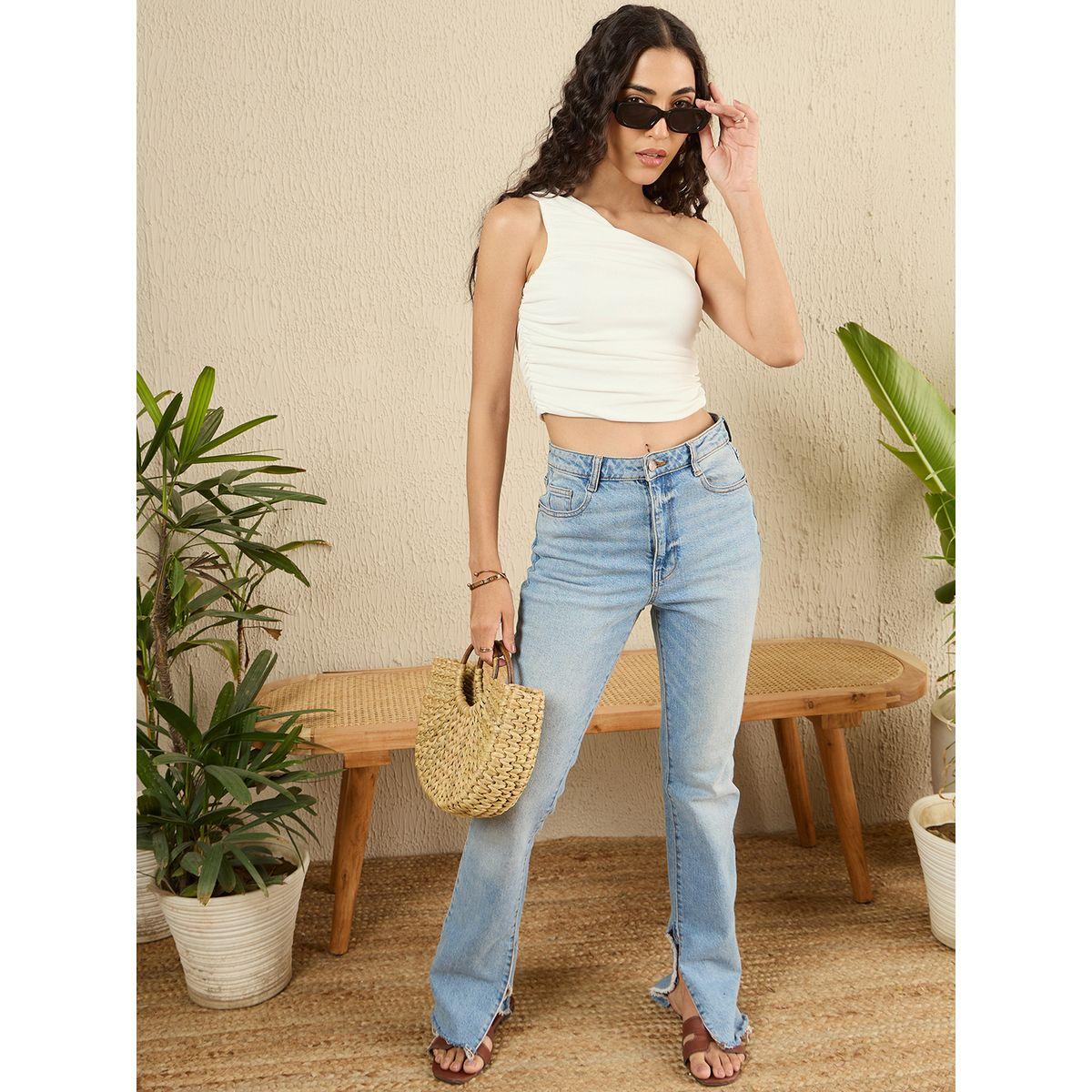 اب تاوني × ستايلي - بلوزة قصيرة بيضاء بكتف واحد للنساء-women-clothing-tshirts-image-6